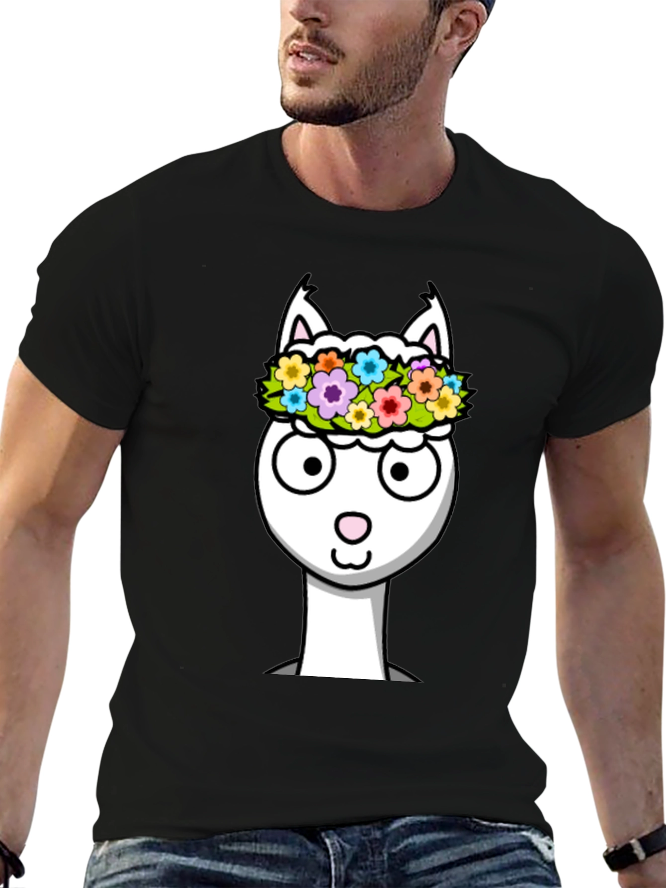Llama Flower Crown Graphic Tee - Soft Cotton Blend