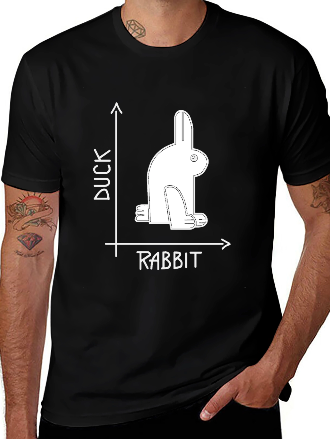 Duck Rabbit Illusion Graphic Tee - Visual Puzzle T-Shirt