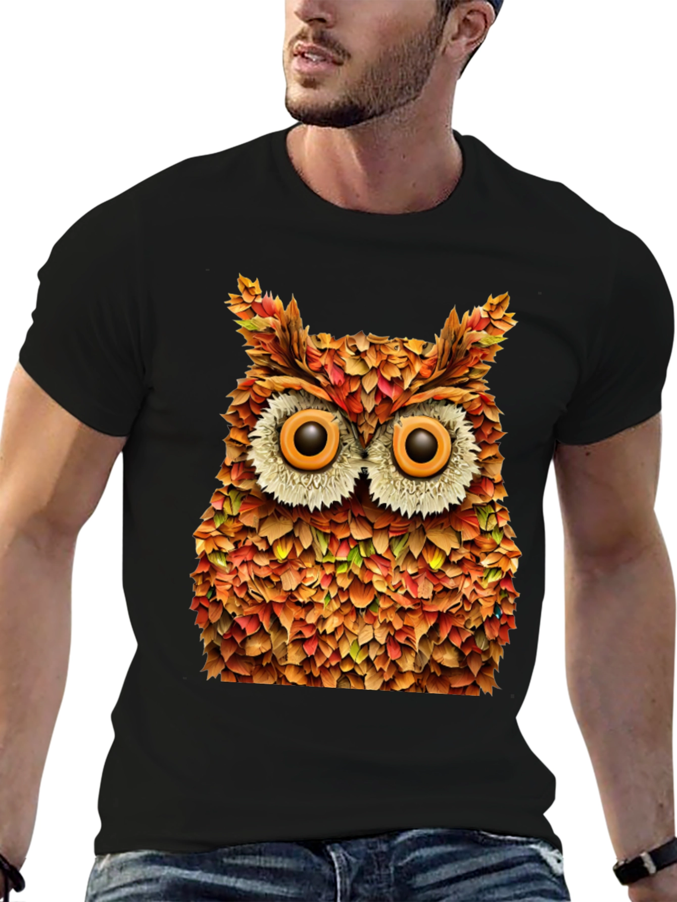 Autumn Owl Graphic T-Shirt - Nature Inspired Design