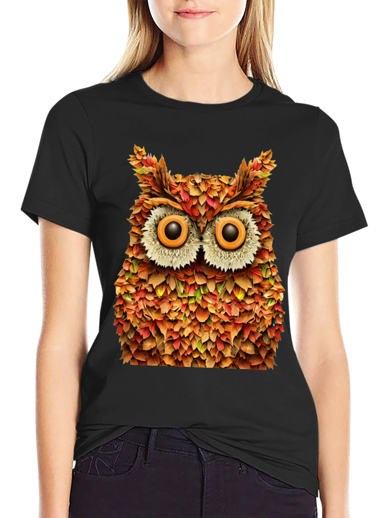 Autumn Owl Graphic T-Shirt - Nature Inspired Design