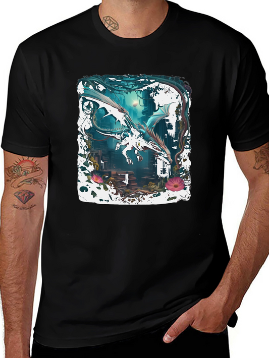 Dragon Art Graphic Tee - Fantasy Creature Shirt