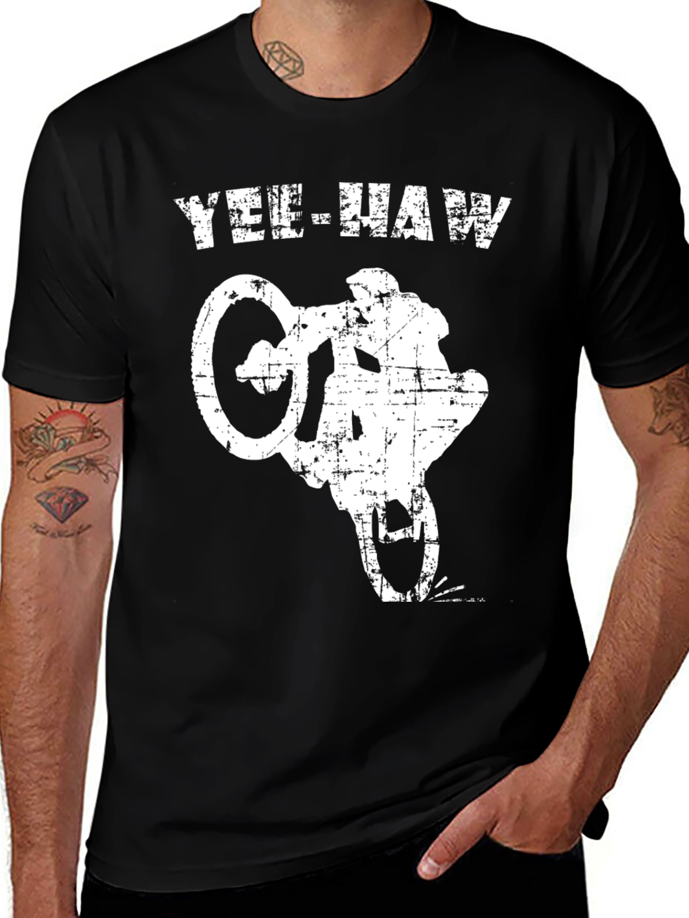 Yee-Haw Motorcycle Stunt T-Shirt - Black