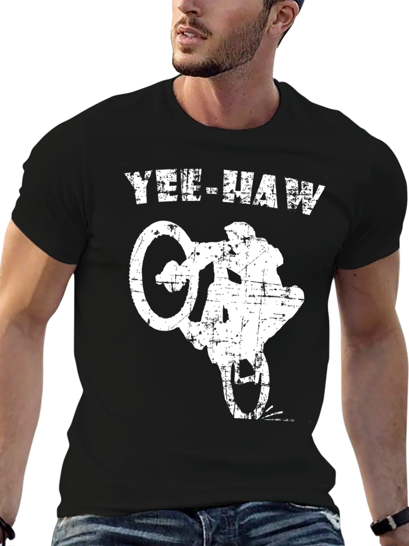 Yee-Haw Motorcycle Stunt T-Shirt - Black
