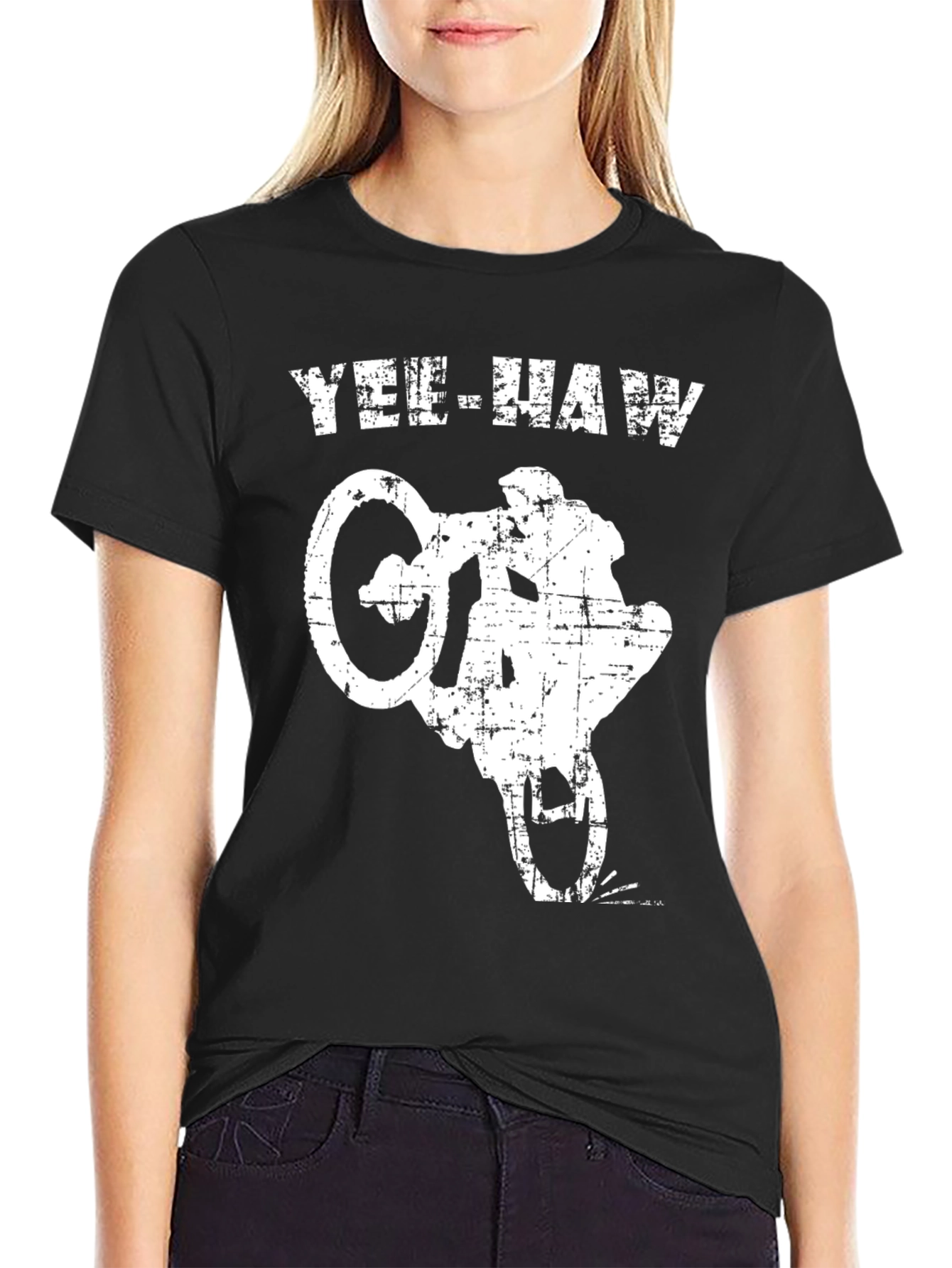 Yee-Haw Motorcycle Stunt T-Shirt - Black