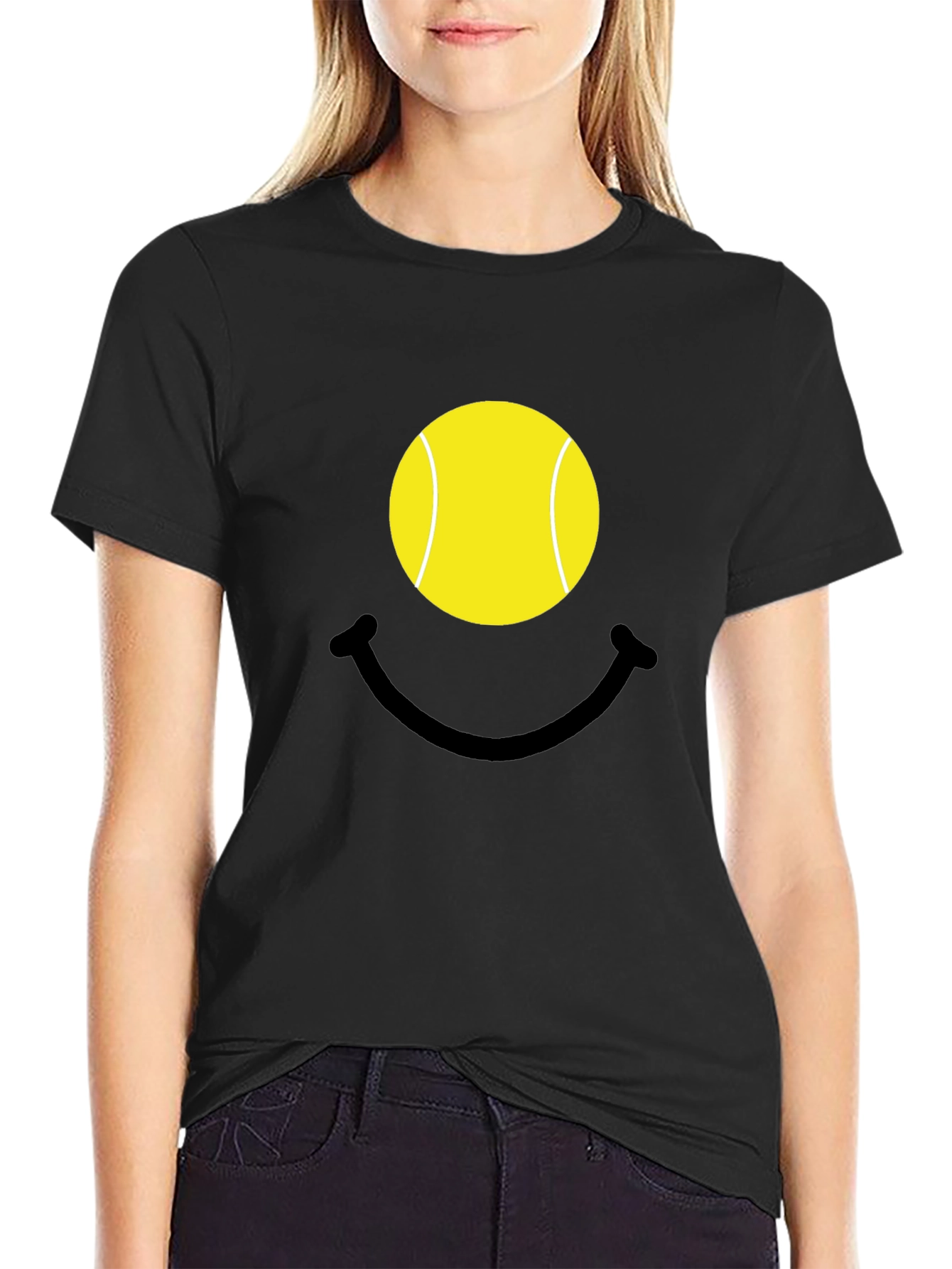 Tennis Ball Smiley Face Graphic T-Shirt