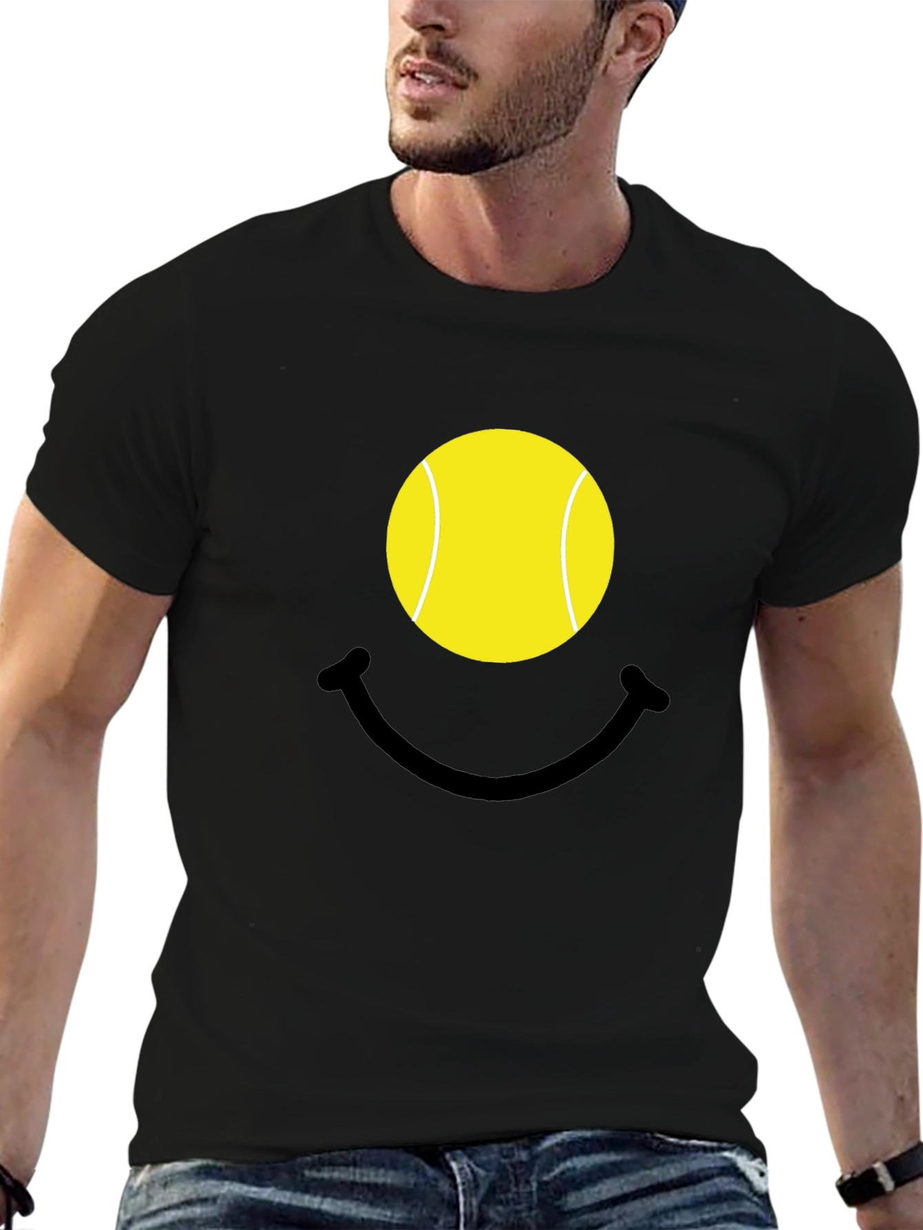 Tennis Ball Smiley Face Graphic T-Shirt