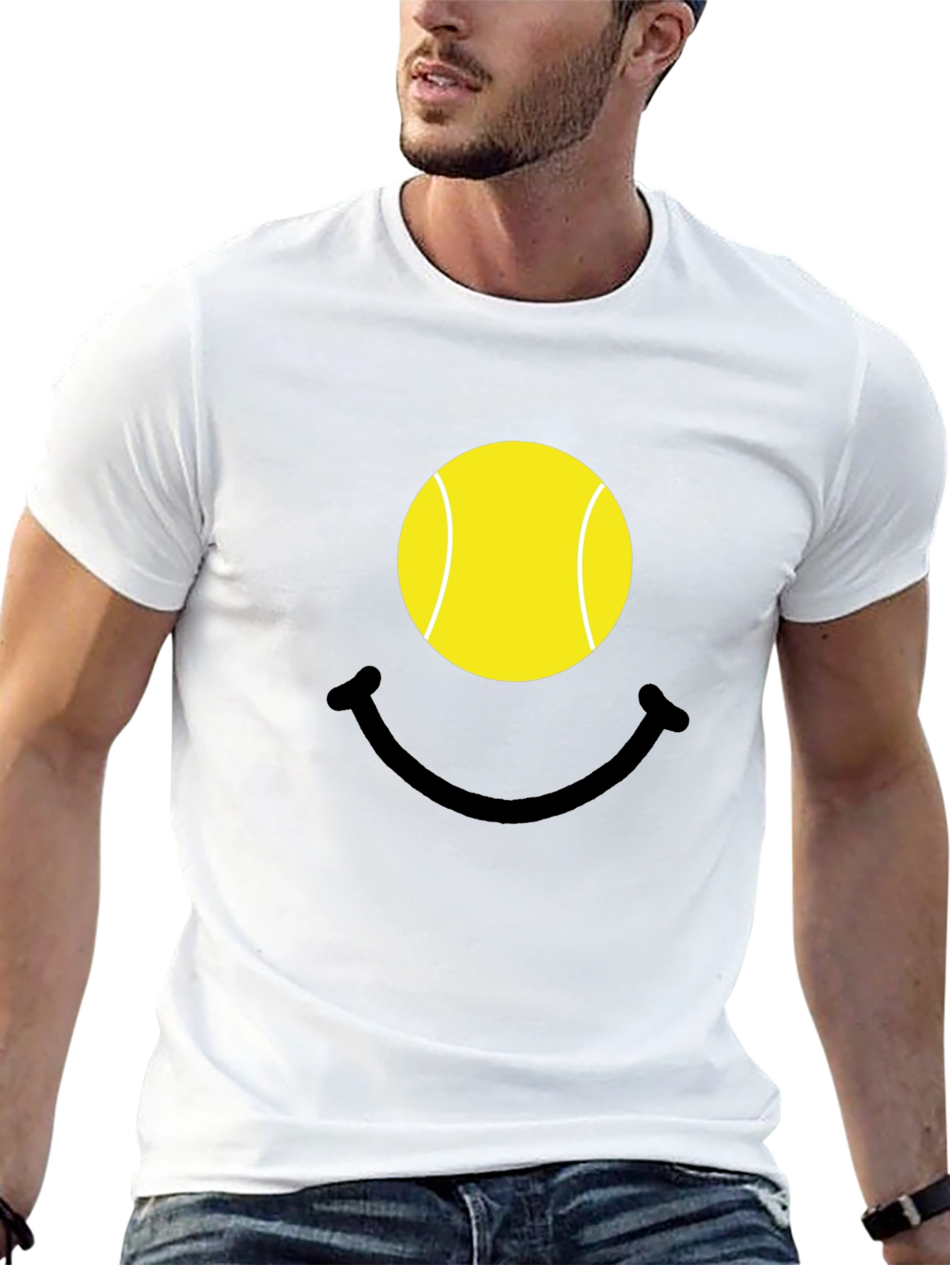 Tennis Ball Smiley Face Graphic T-Shirt