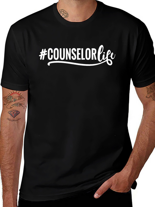 #Counselor Life Graphic Tee - Black Short Sleeve T-Shirt