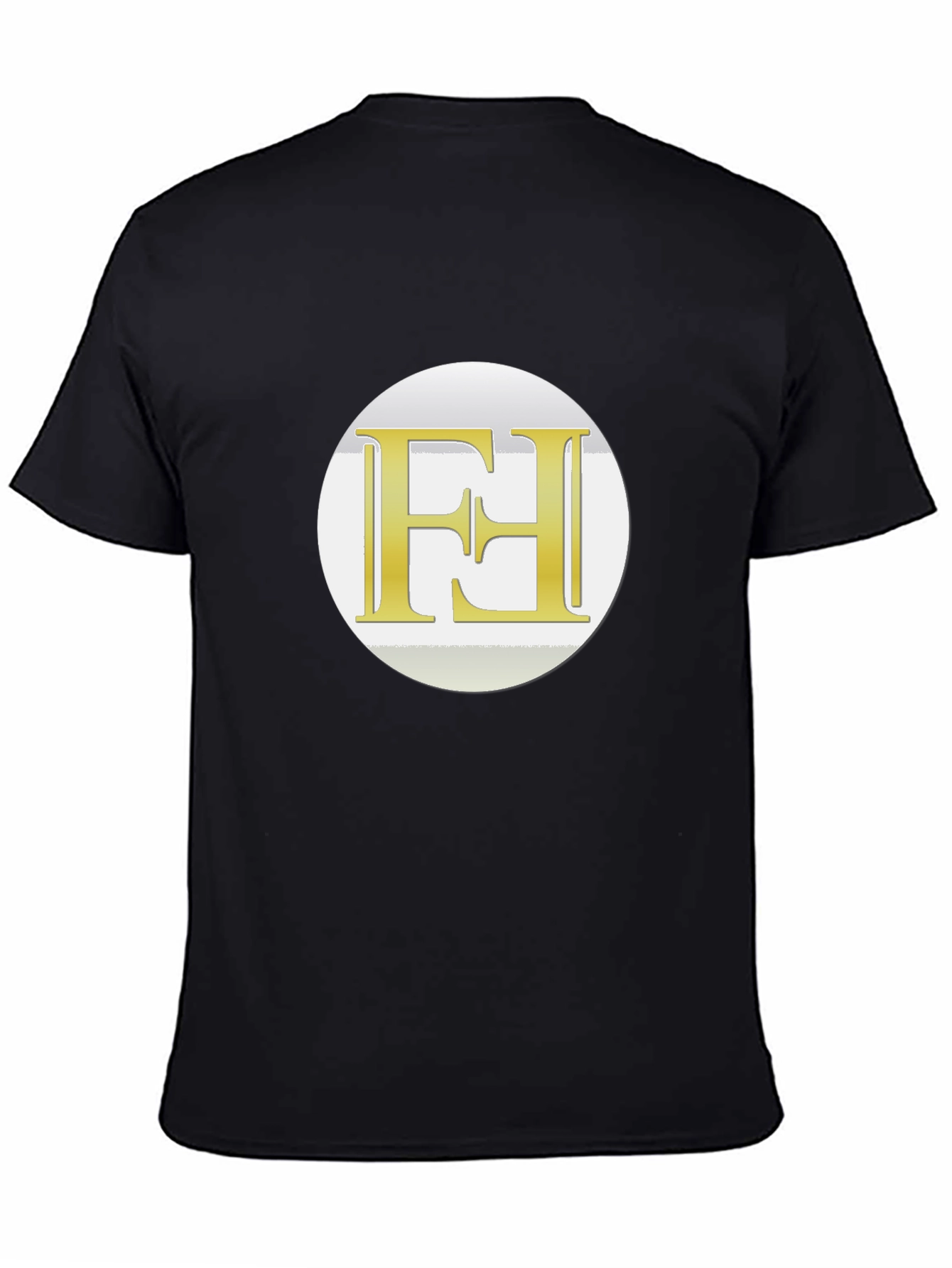 Modern Black Tee with Gold Logo Graphic