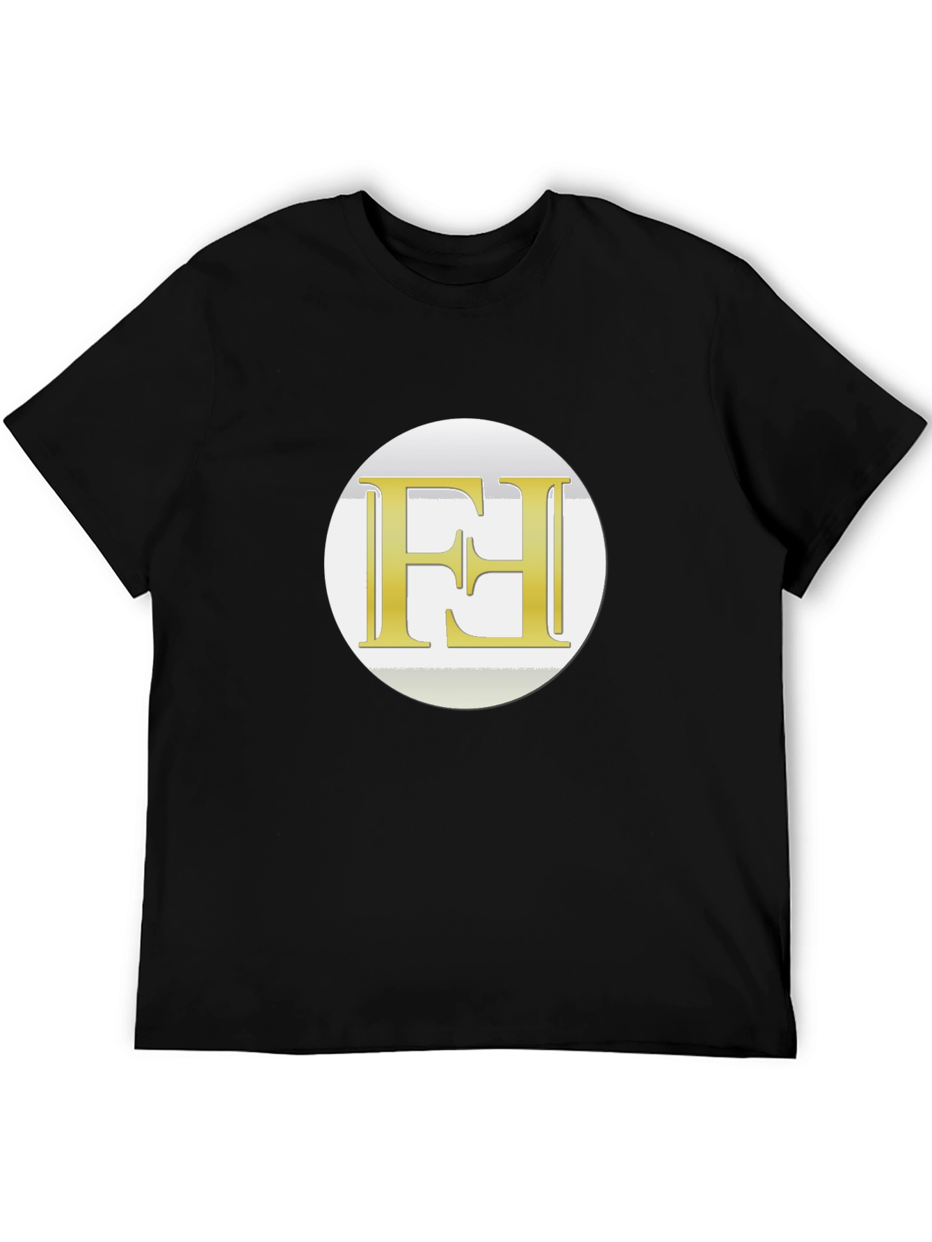 Modern Black Tee with Gold Logo Graphic