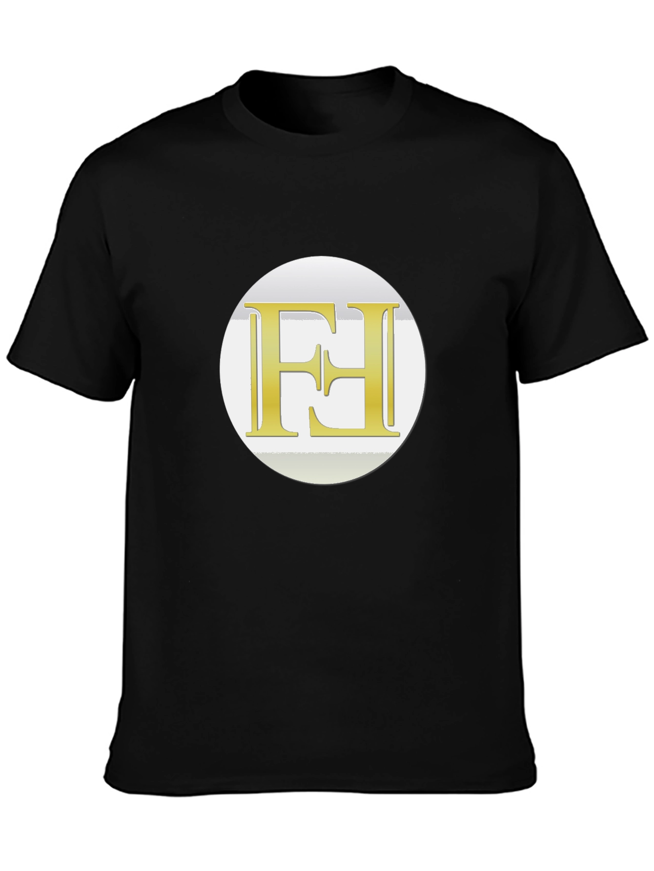 Modern Black Tee with Gold Logo Graphic