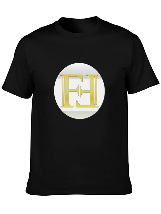 Modern Black Tee with Gold Logo Graphic
