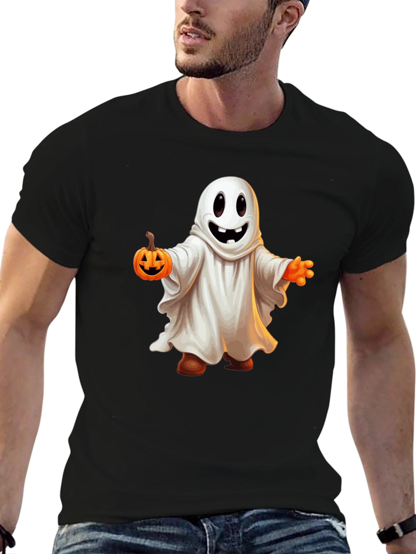 Spooky Season Ghost Holding Pumpkin T-Shirt