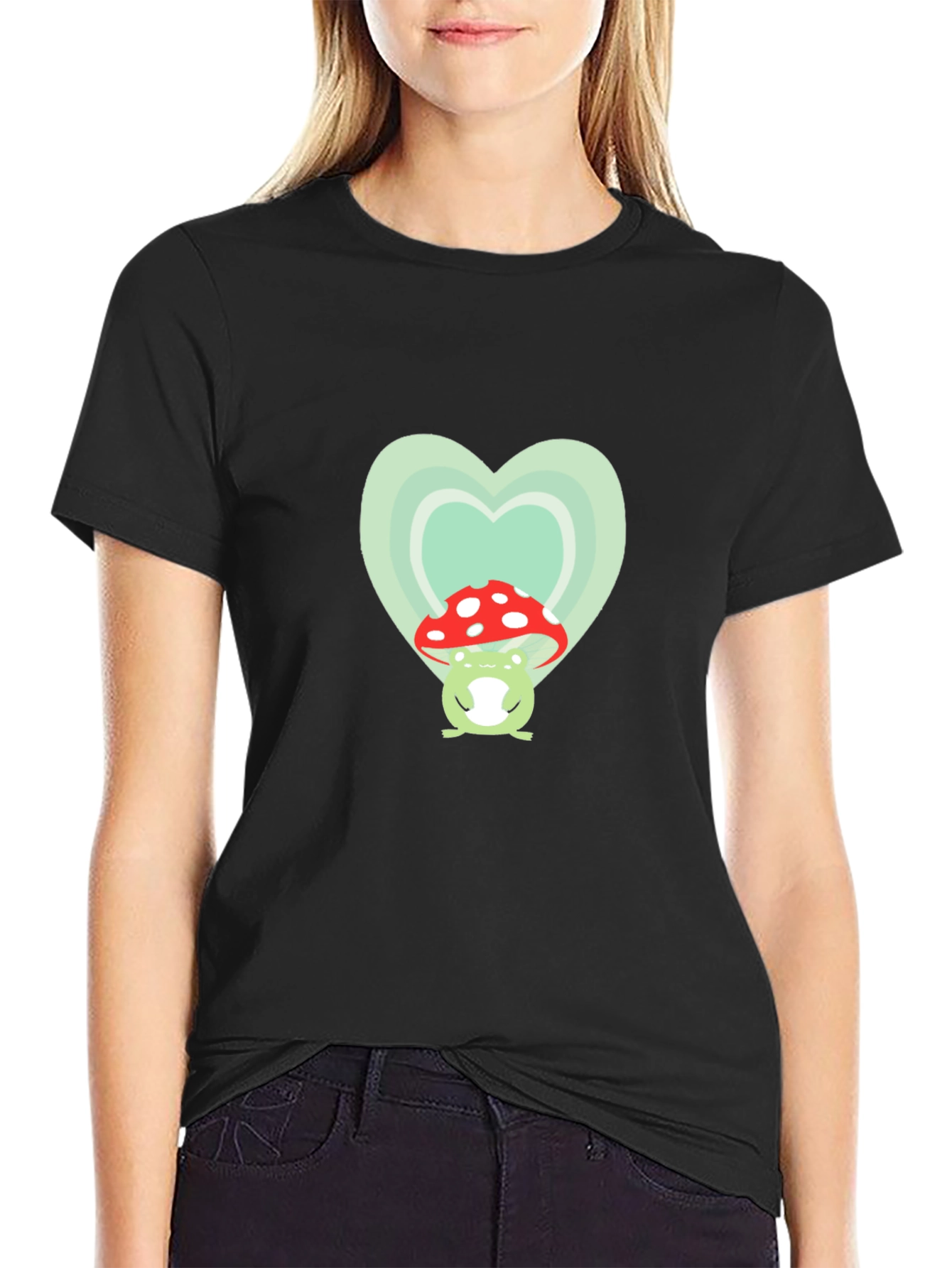 Frog Mushroom Heart Graphic Tee