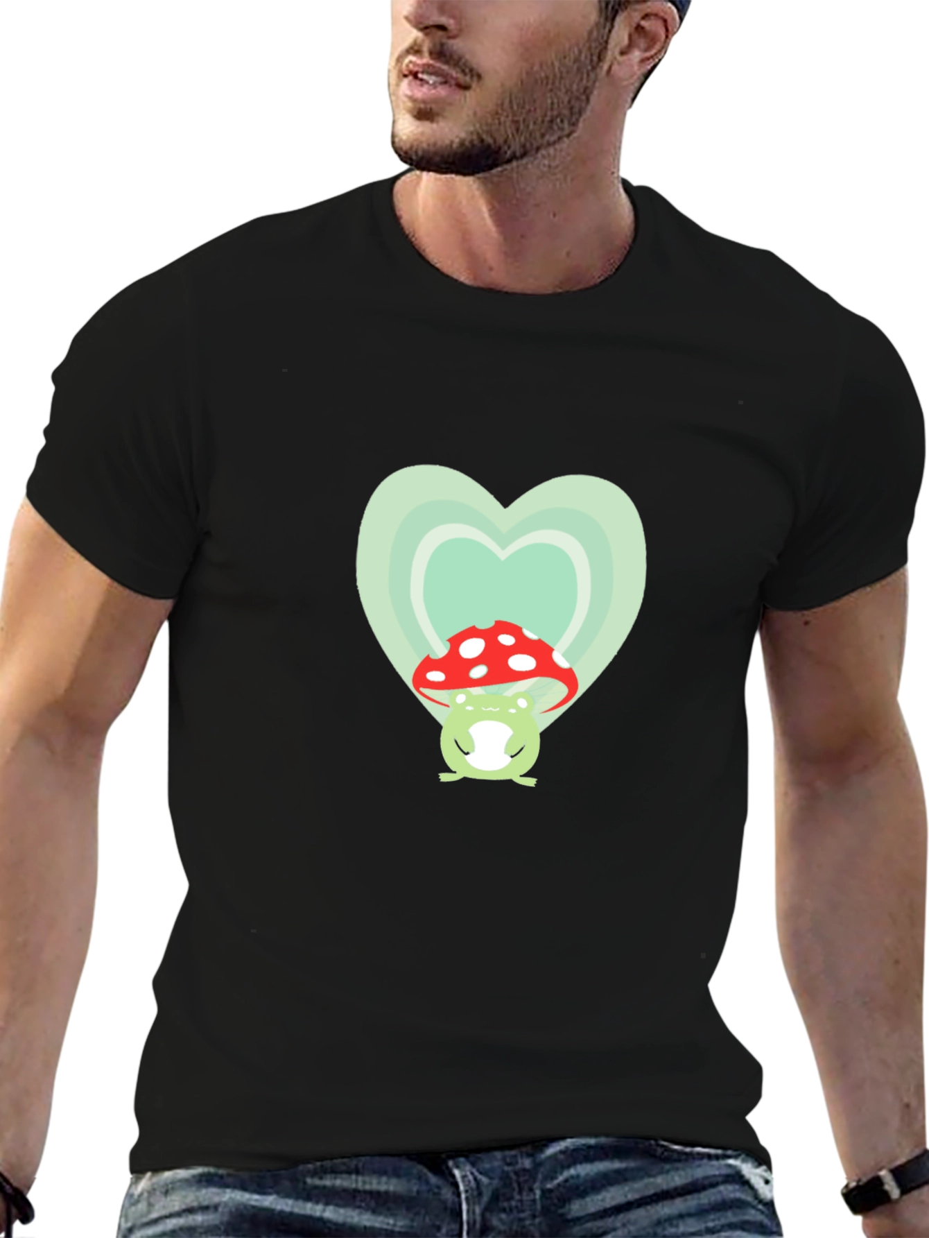 Frog Mushroom Heart Graphic Tee