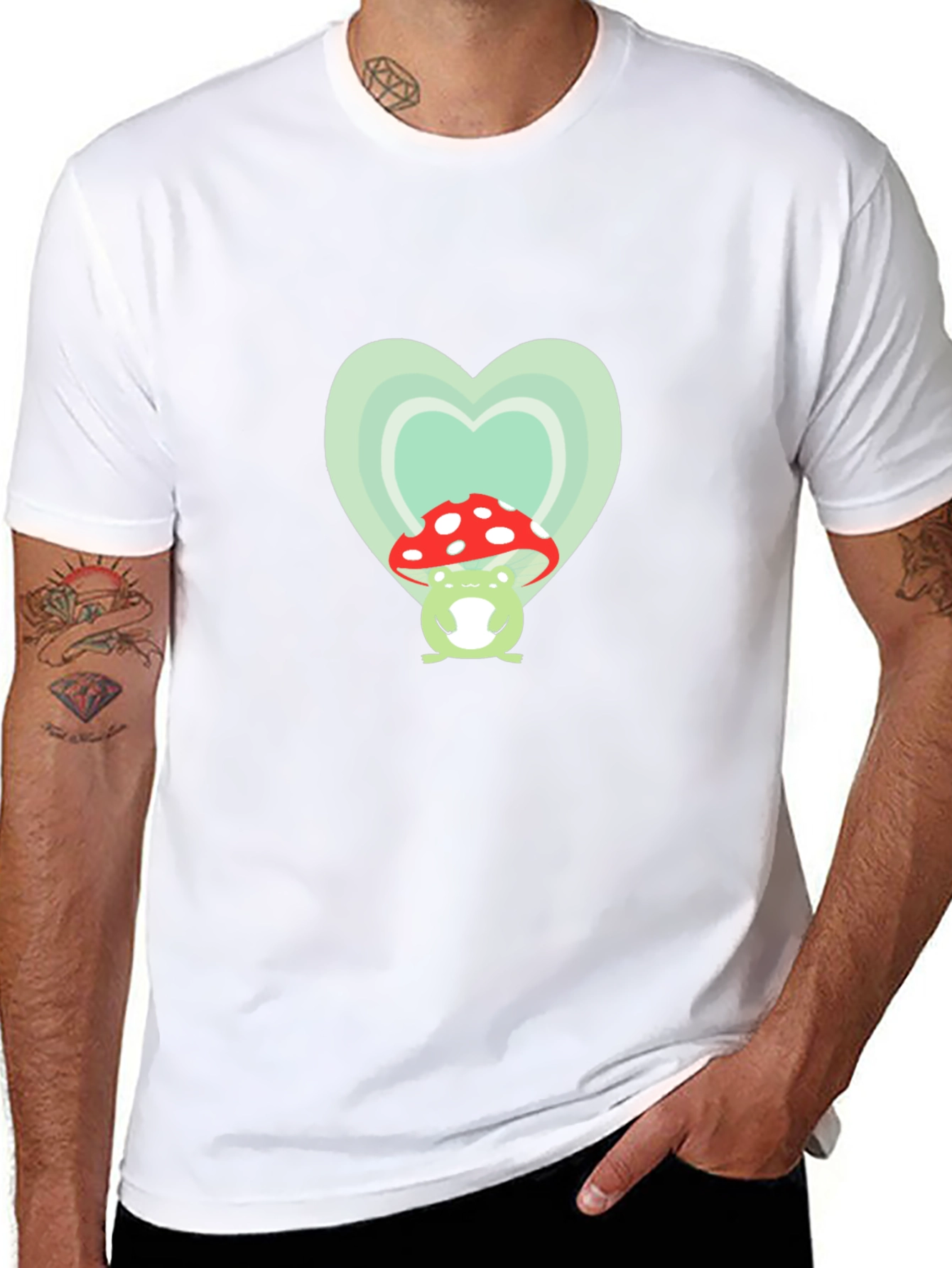 Frog Mushroom Heart Graphic Tee