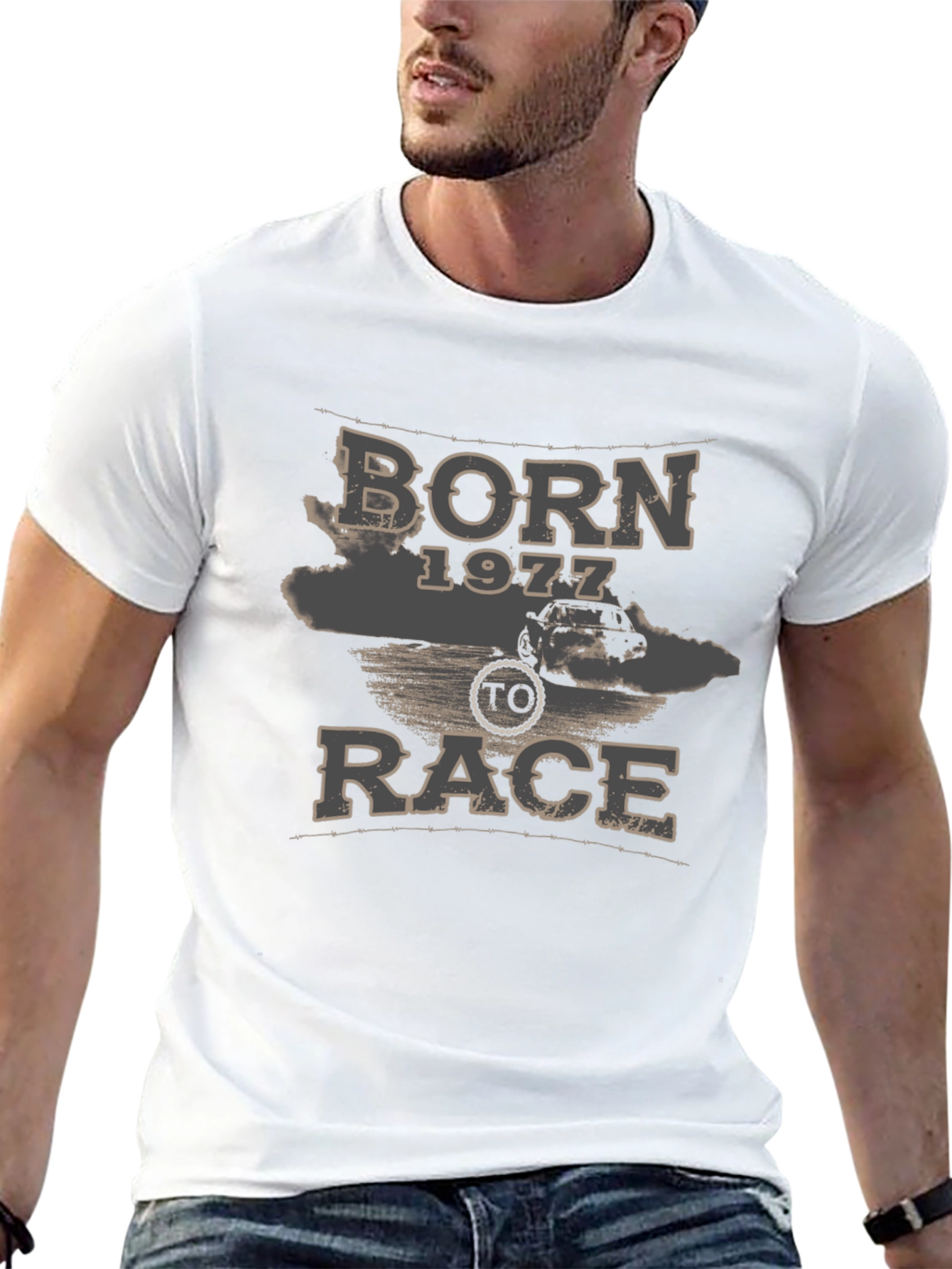 Born 1977 To Race Graphic Tee - Black