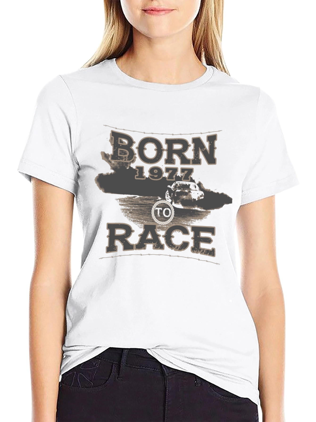Born 1977 To Race Graphic Tee - Black
