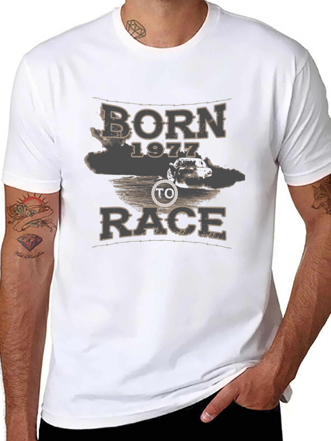Born 1977 To Race Graphic Tee - Black