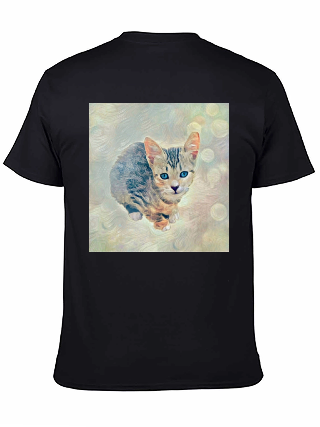 Cute Kitten Art Graphic Black T-Shirt