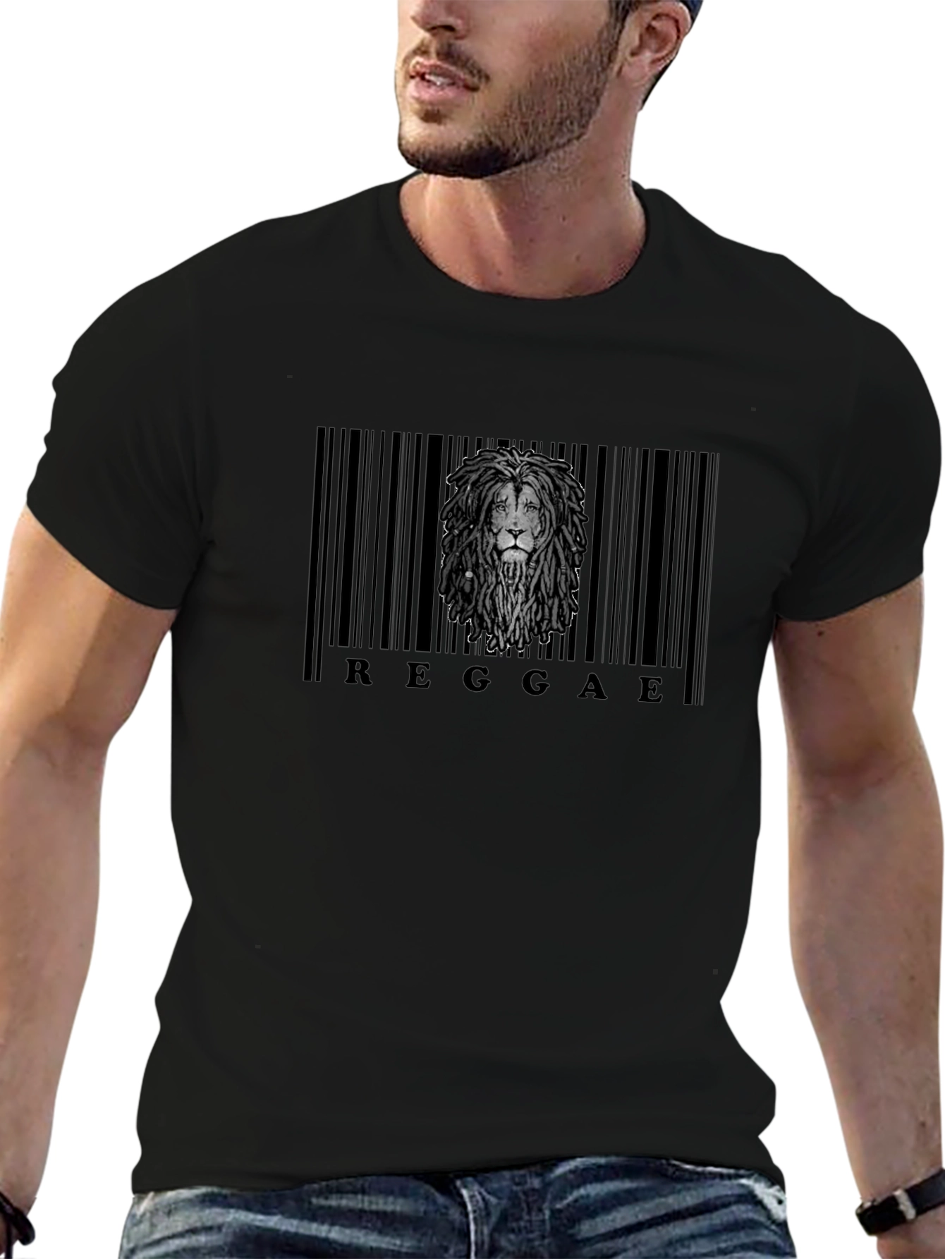 Reggae Lion Barcode Black T-Shirt