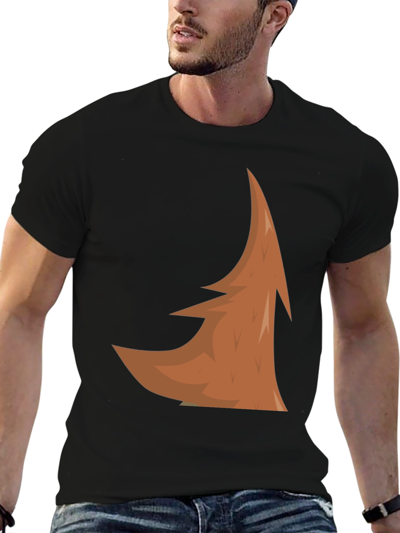 Abstract Brown Tree Design Black T-Shirt