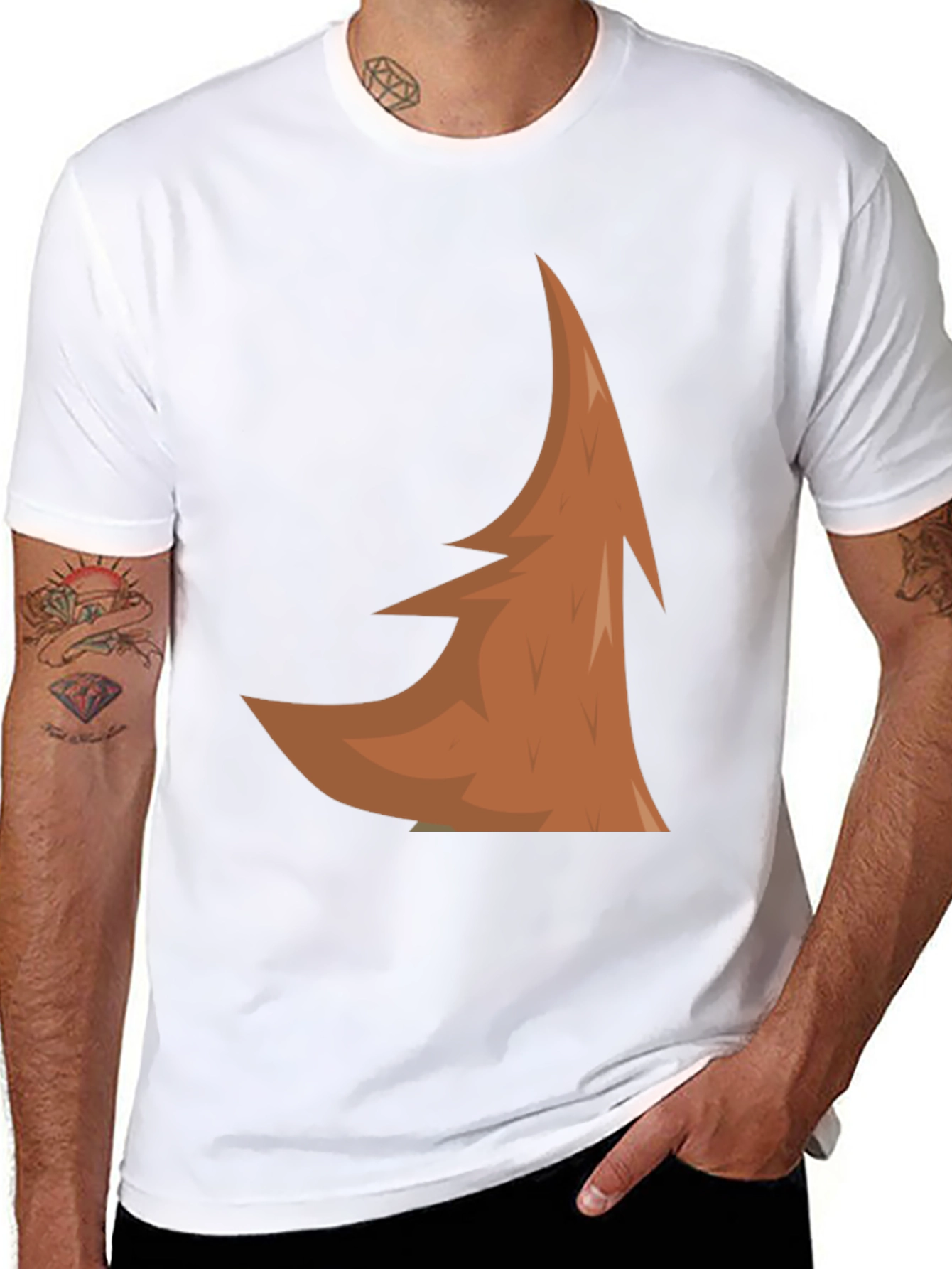 Abstract Brown Tree Design Black T-Shirt