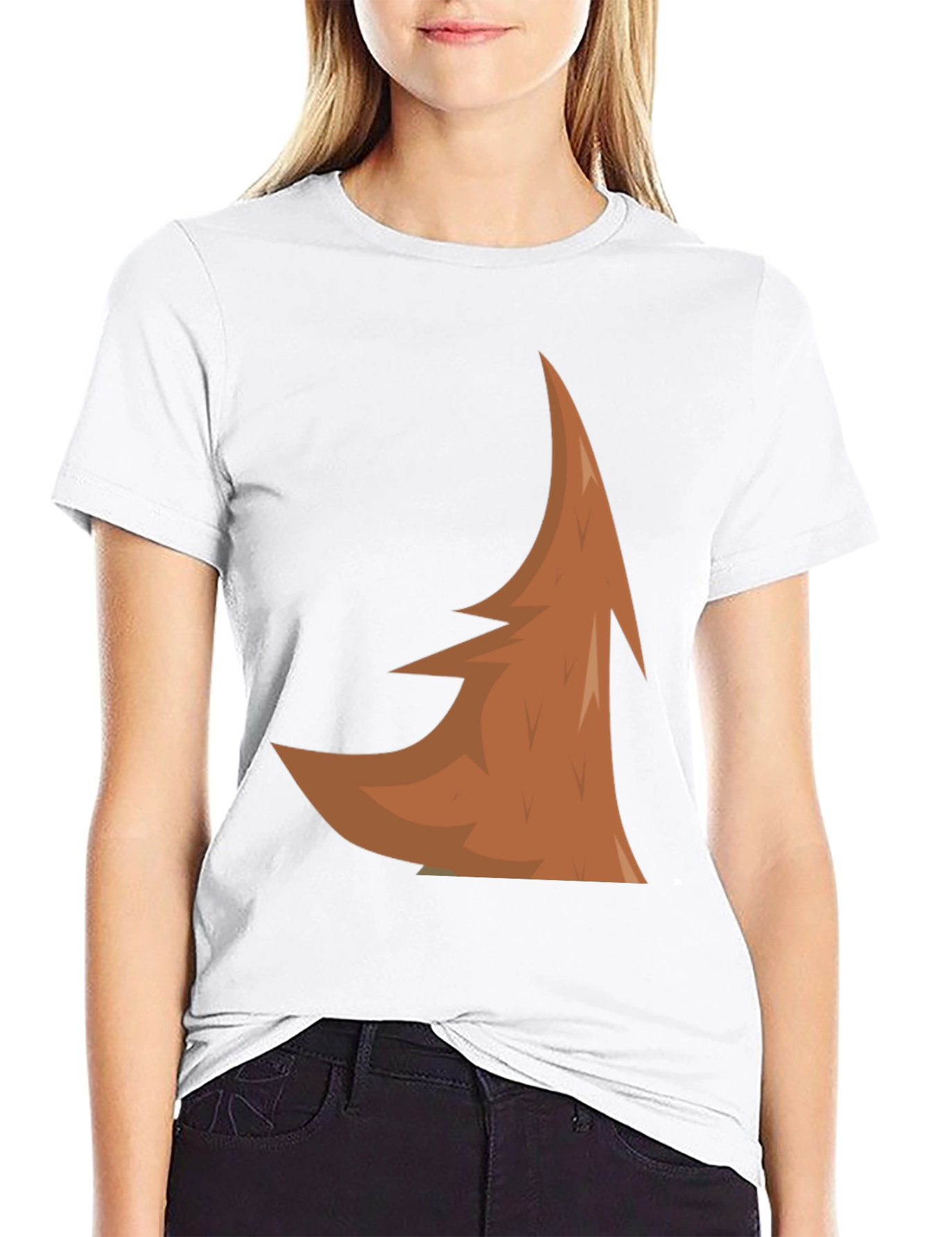 Abstract Brown Tree Design Black T-Shirt
