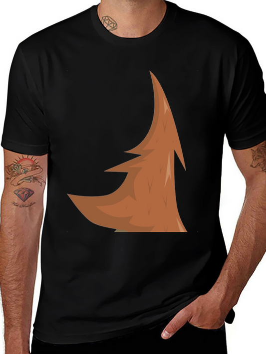Abstract Brown Tree Design Black T-Shirt