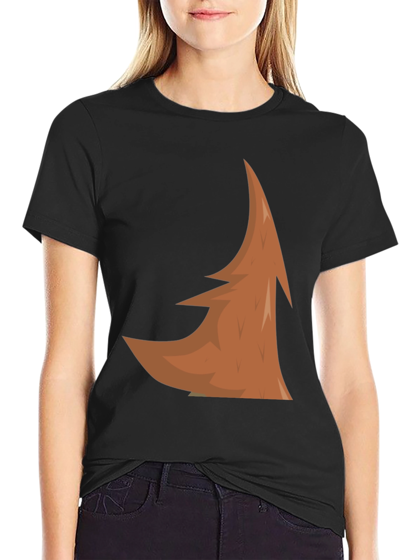 Abstract Brown Tree Design Black T-Shirt