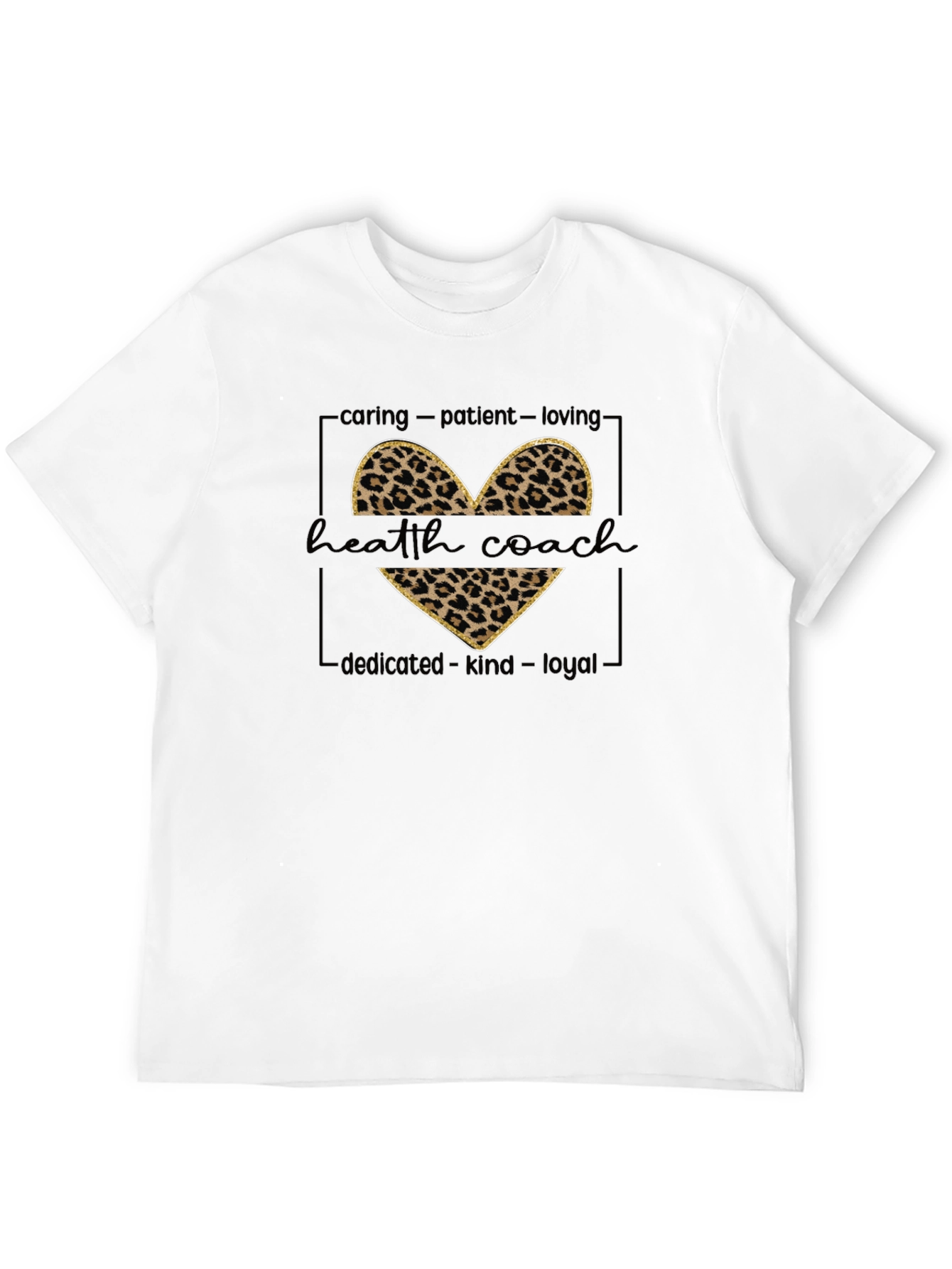 Health Coach Leopard Print Heart Graphic Tee