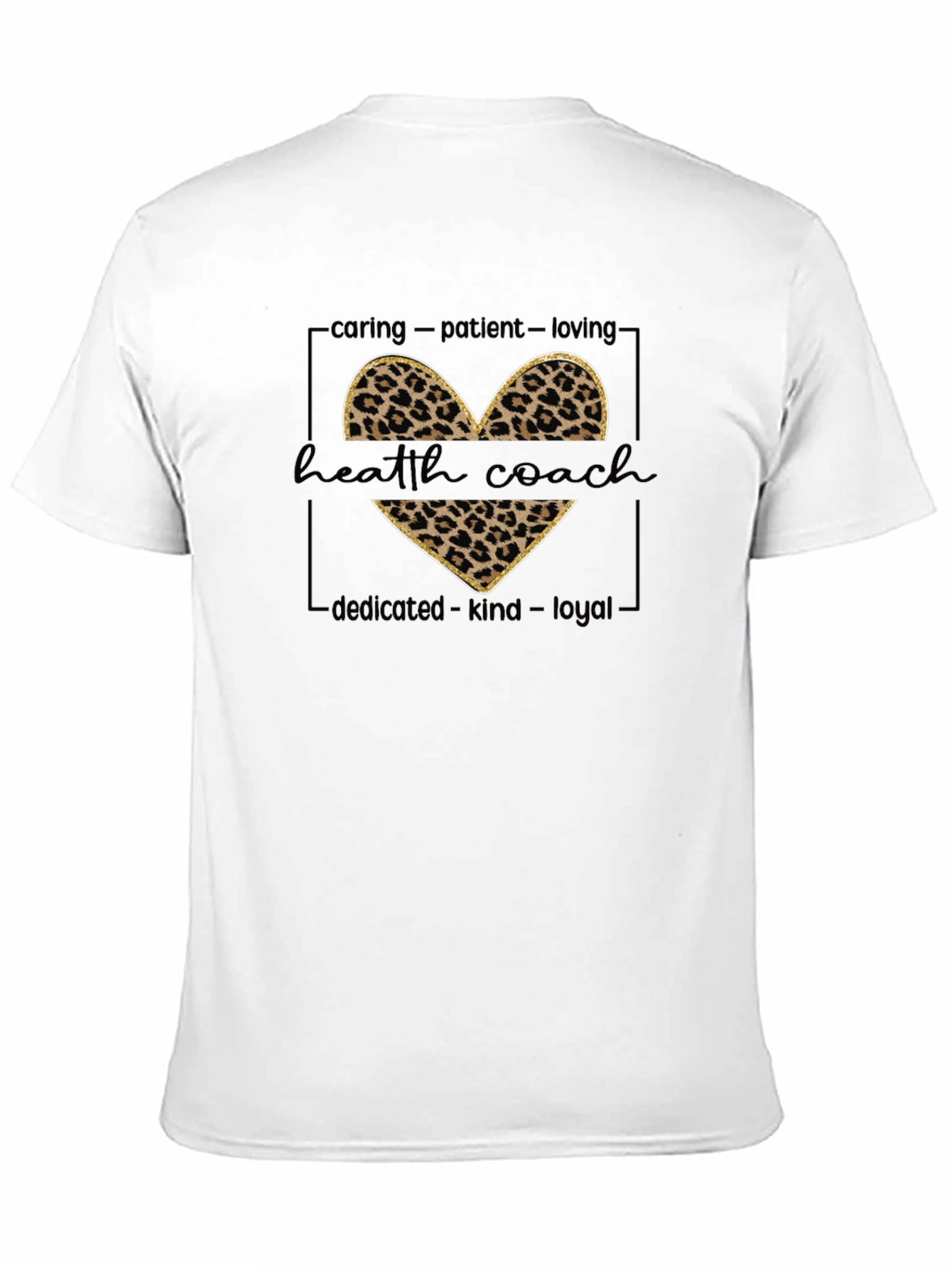 Health Coach Leopard Print Heart Graphic Tee