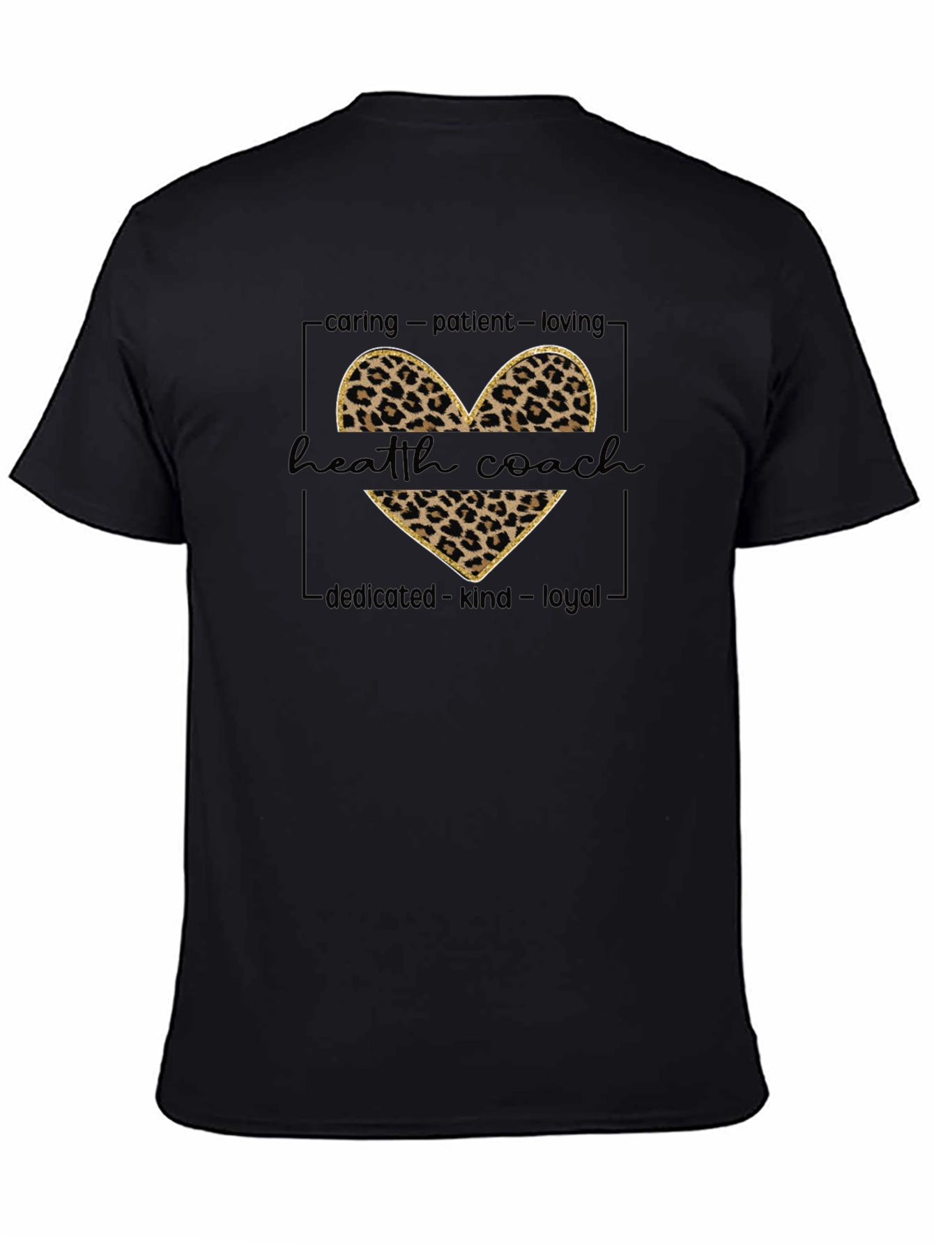 Health Coach Leopard Print Heart Graphic Tee