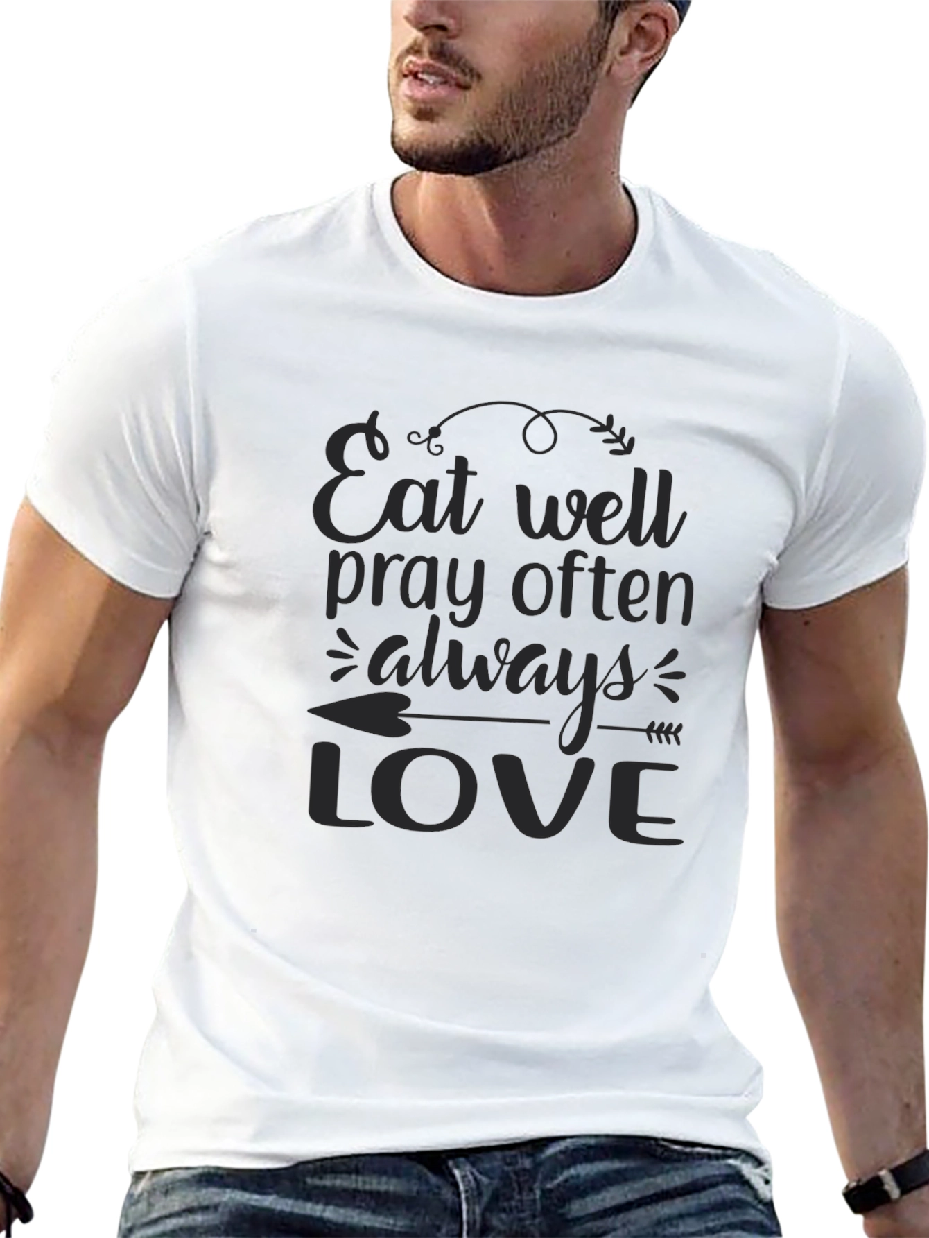 Eat Well Pray Often Love - Black T-Shirt