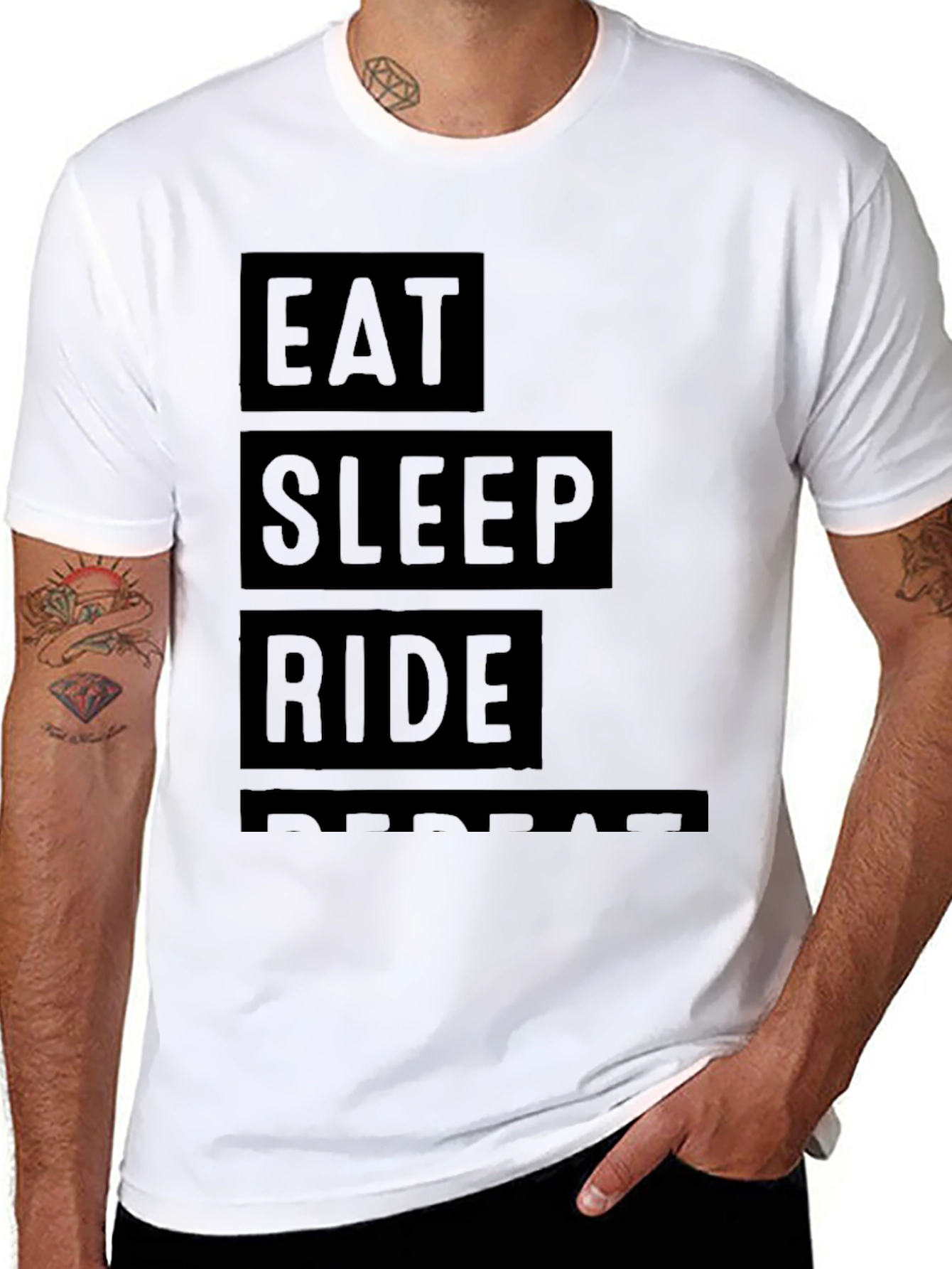 Eat Sleep Ride Repeat Black Graphic Tee