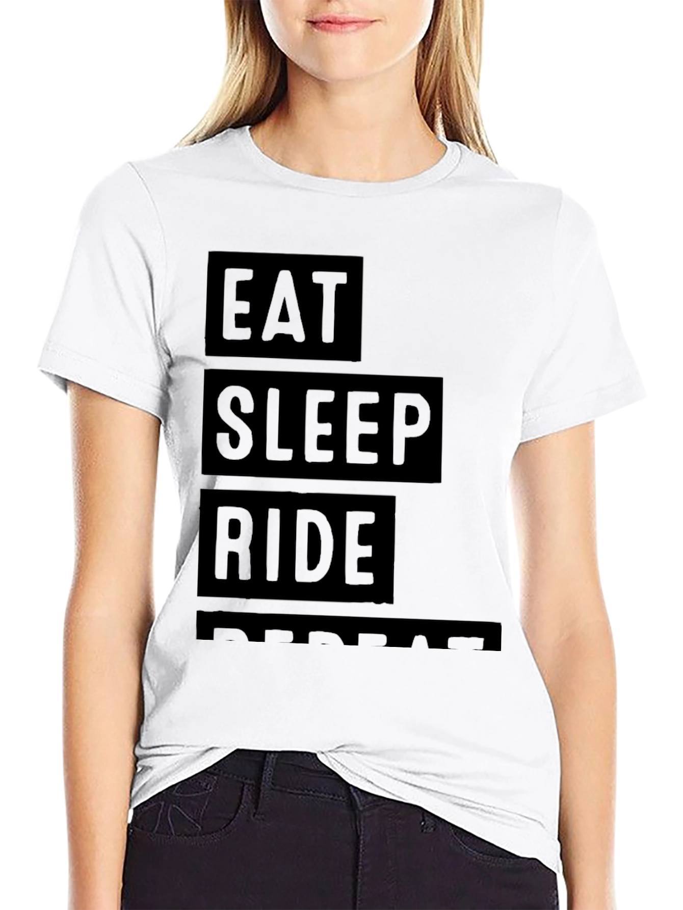 Eat Sleep Ride Repeat Black Graphic Tee