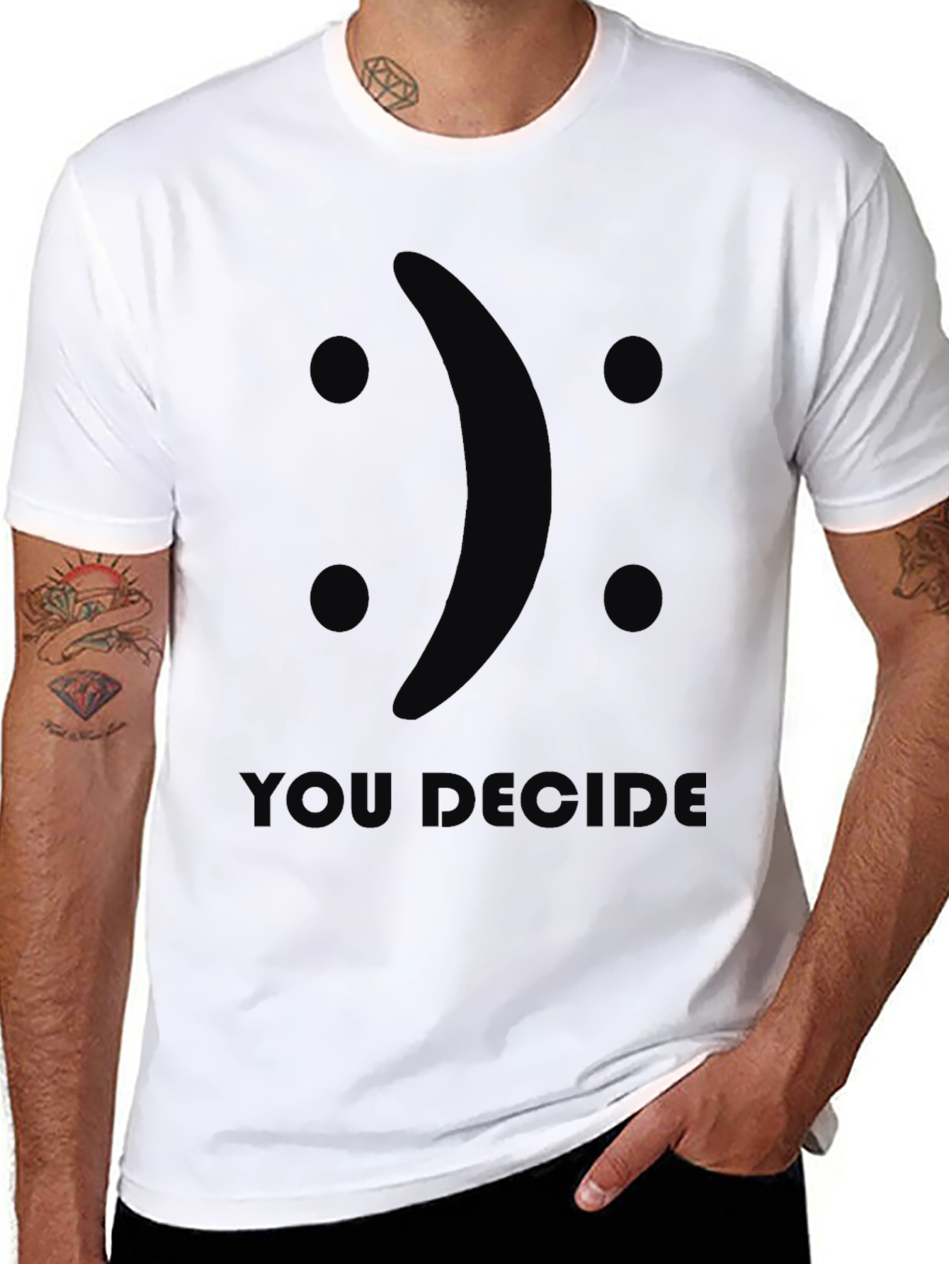 You Decide T-Shirt Funny Face Design Black