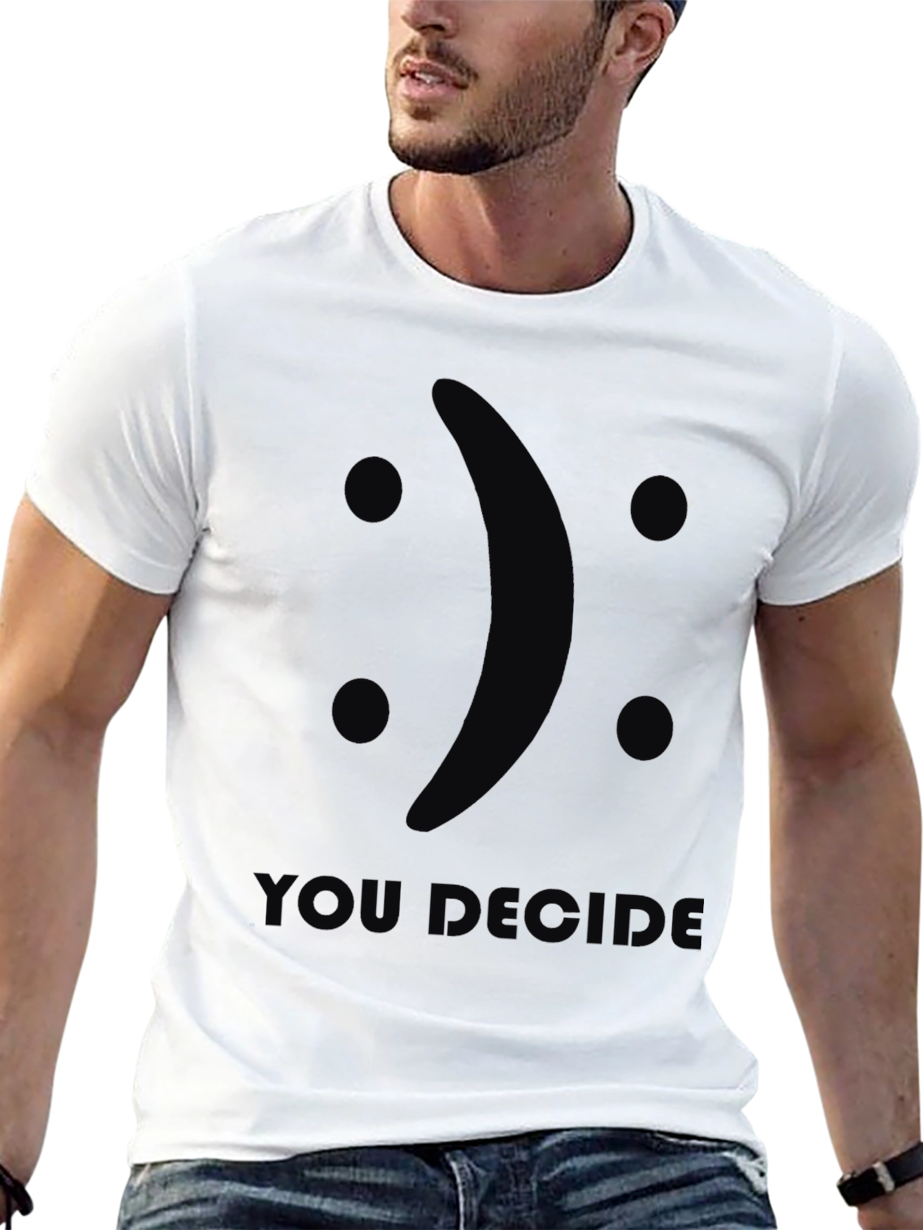 You Decide T-Shirt Funny Face Design Black