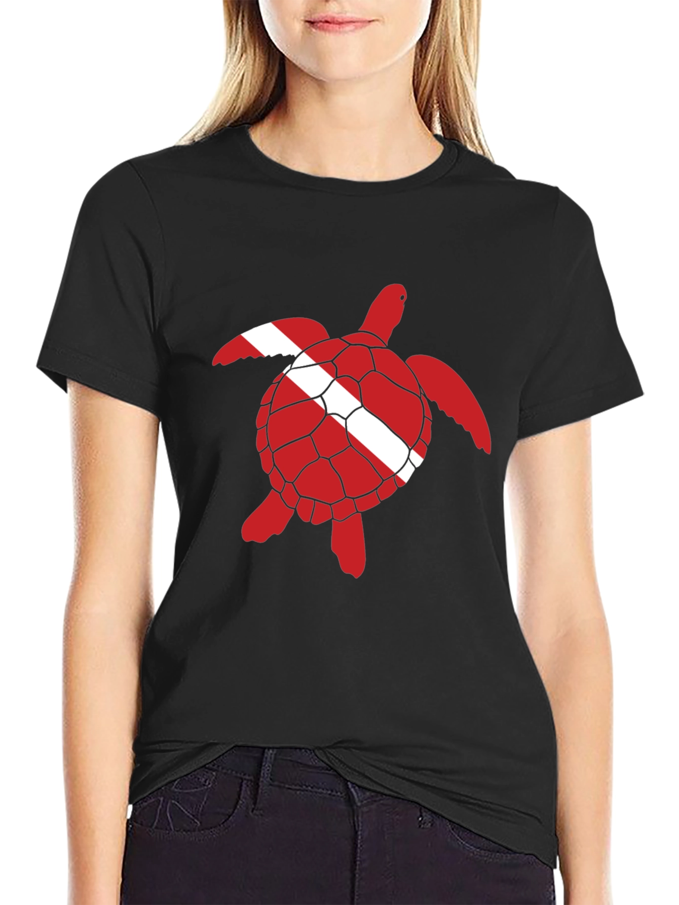 Diving Turtle Black T-Shirt