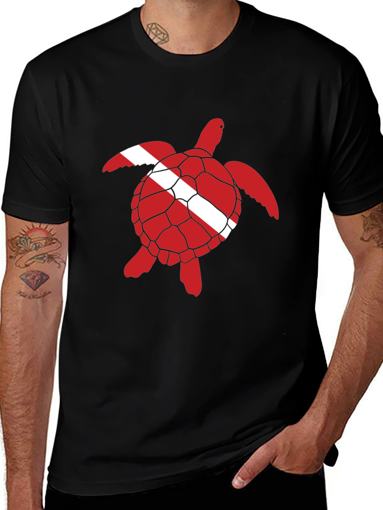Diving Turtle Black T-Shirt