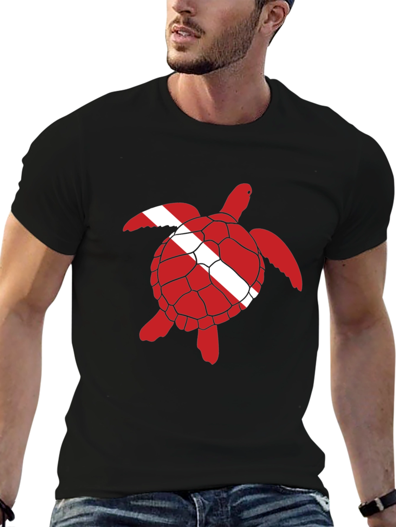 Diving Turtle Black T-Shirt