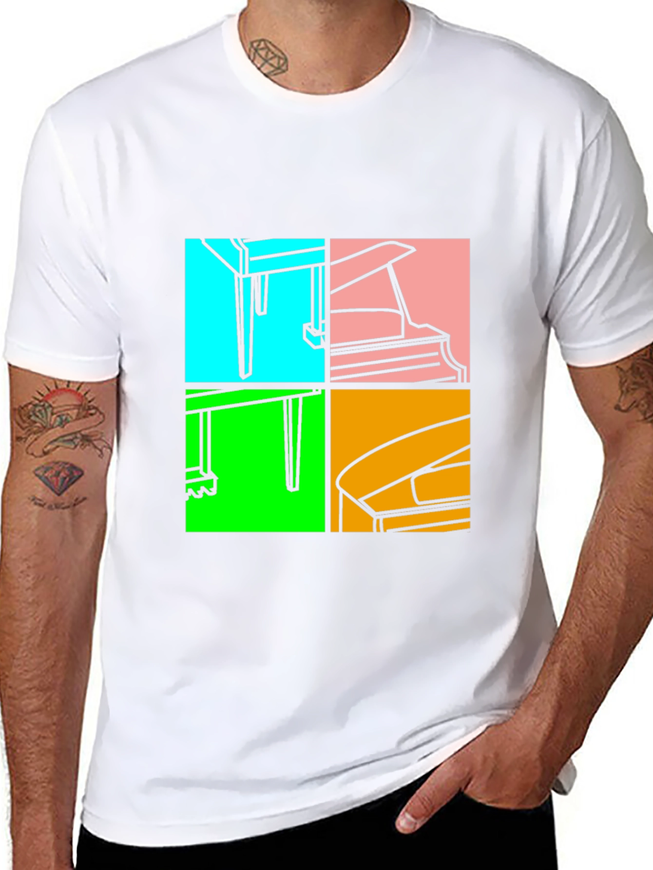 Piano Pop Art Black T-Shirt