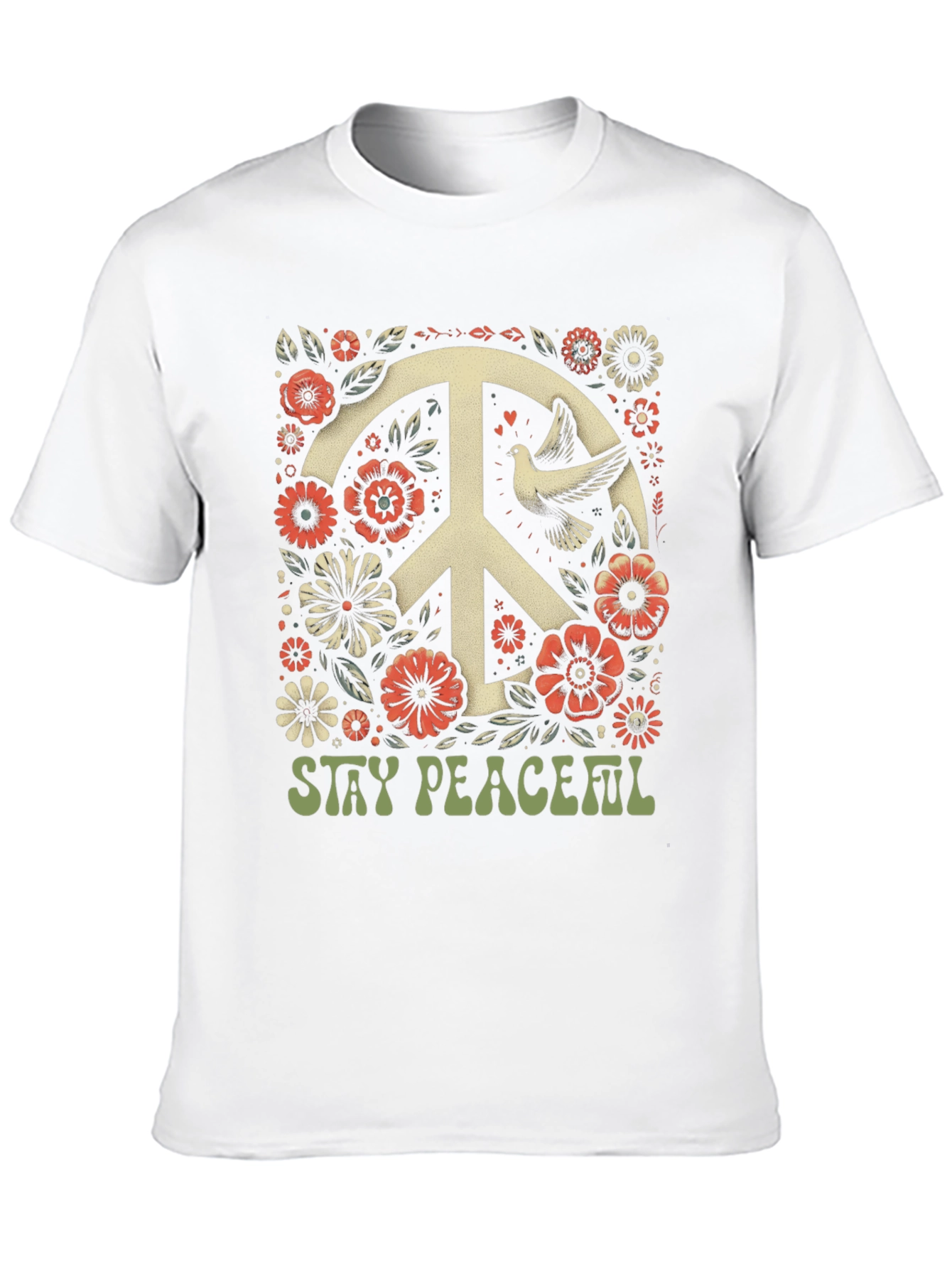 Stay Peaceful Dove Peace Sign T-Shirt