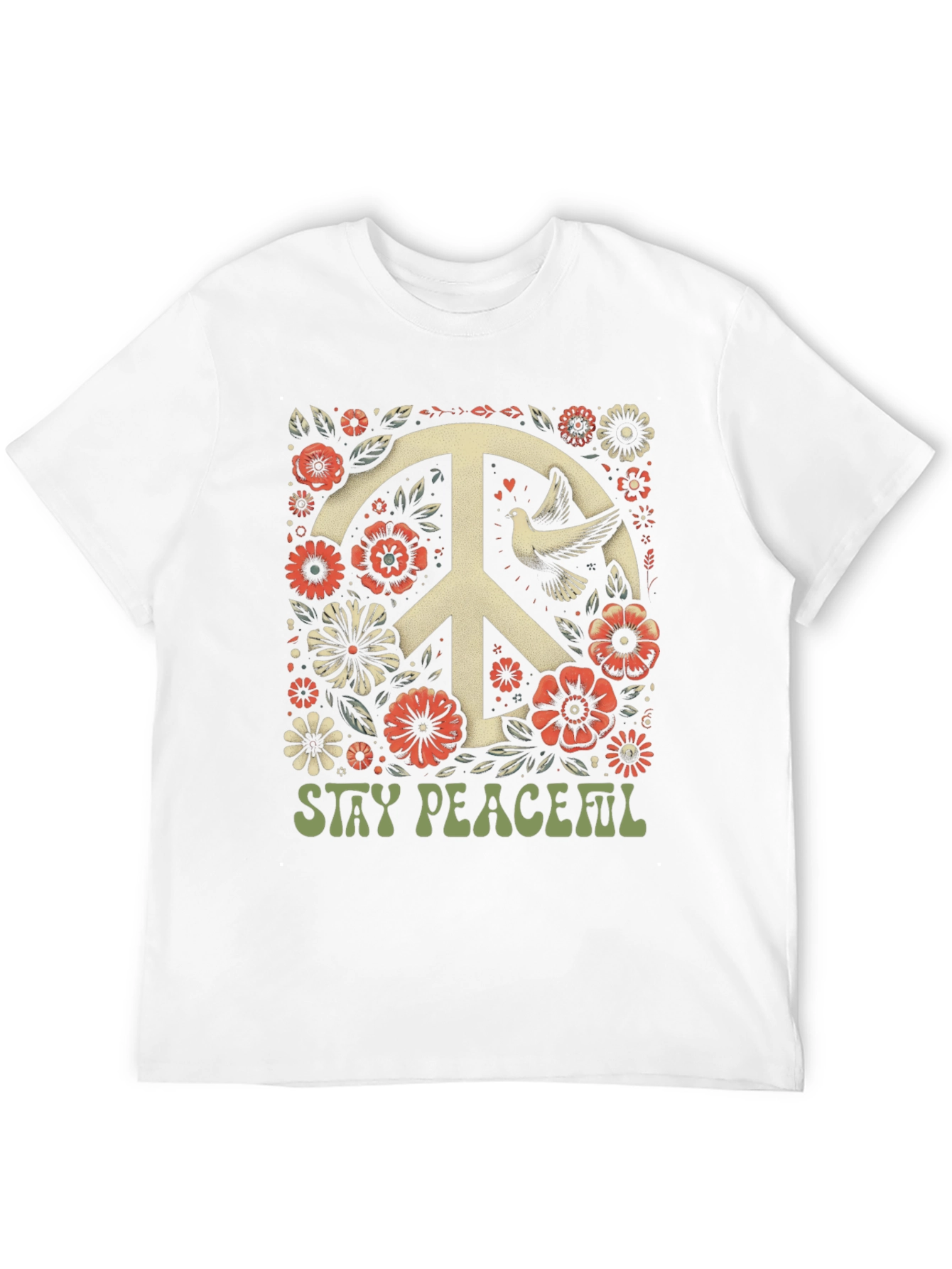 Stay Peaceful Dove Peace Sign T-Shirt