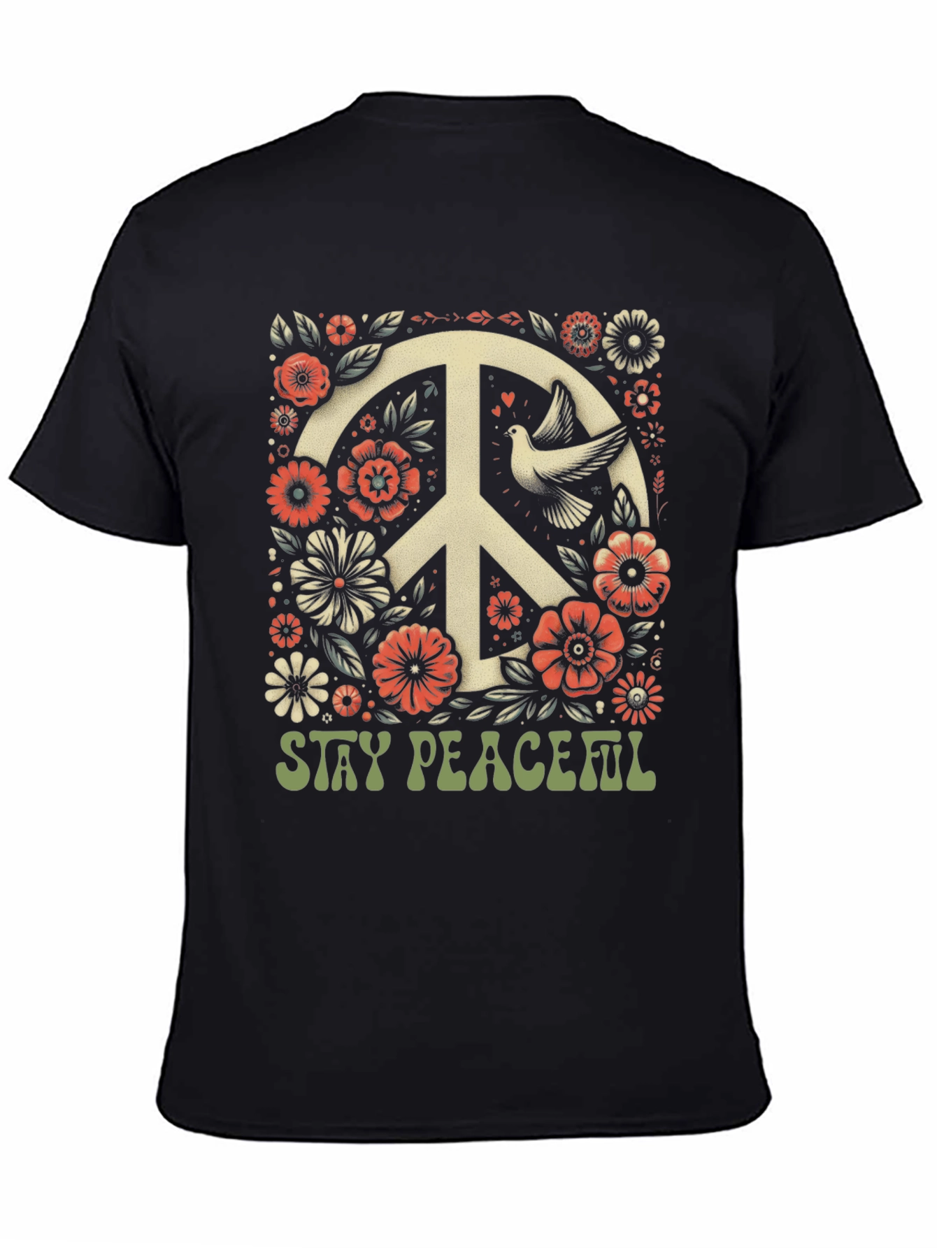 Stay Peaceful Dove Peace Sign T-Shirt