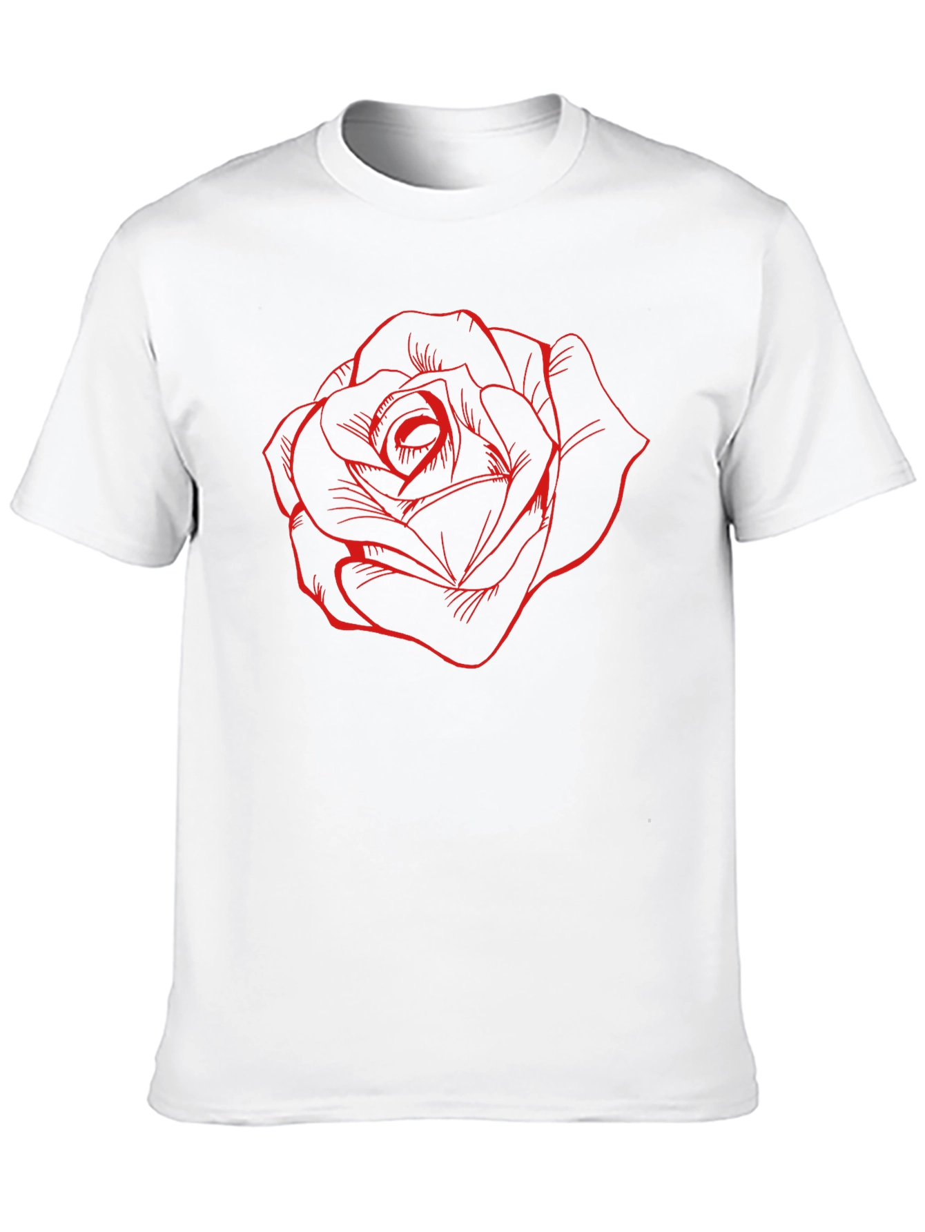 Black T-Shirt with Red Rose Design