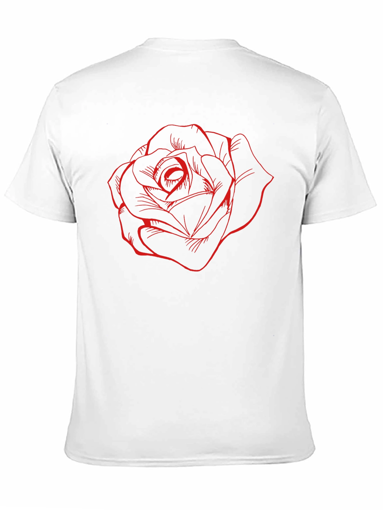 Black T-Shirt with Red Rose Design
