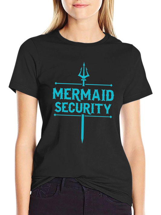 Mermaid Security Graphic Print Tee - Black