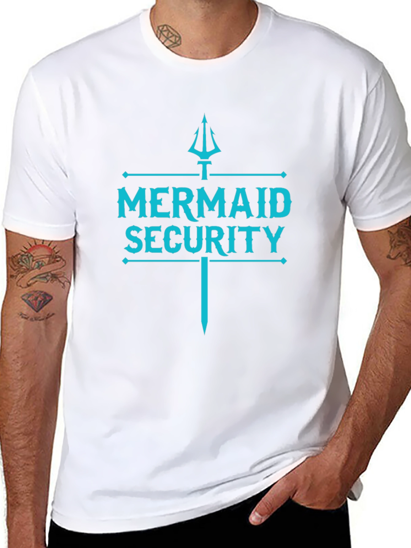 Mermaid Security Graphic Print Tee - Black