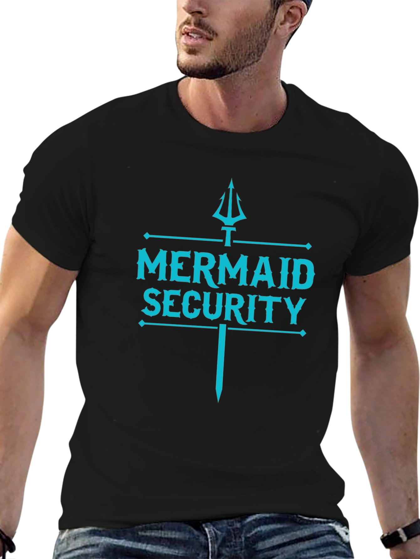 Mermaid Security Graphic Print Tee - Black